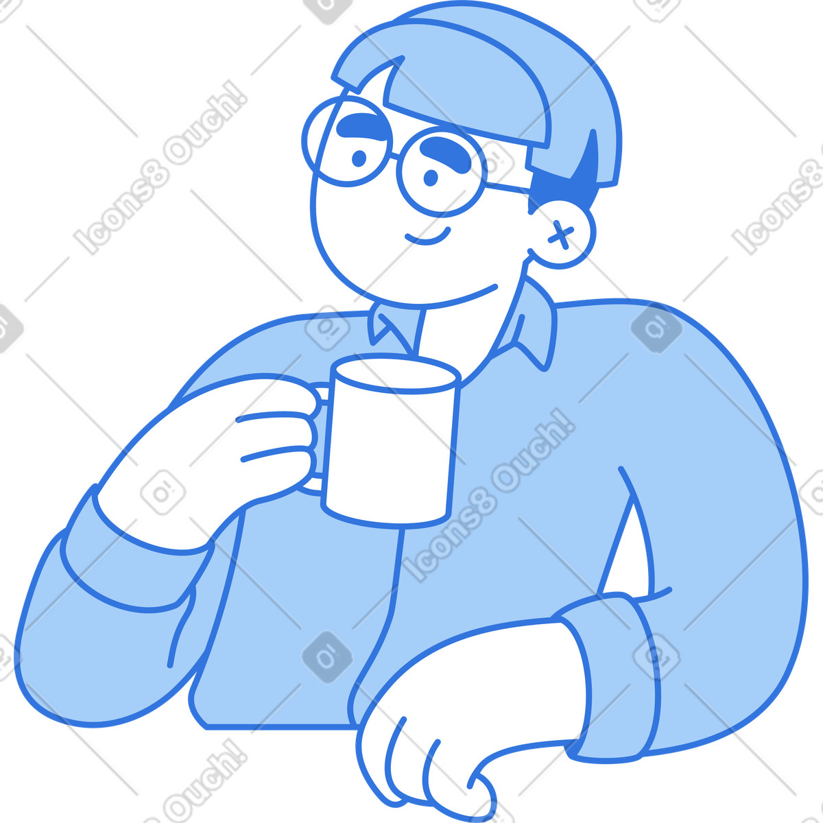 Ilustración Hombre con taza en estilo Sky a descargar en PNG y SVG