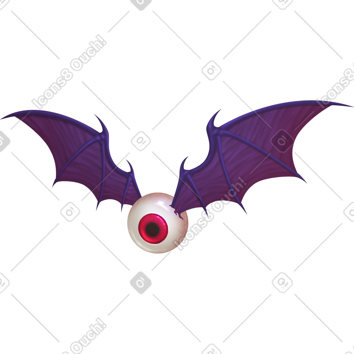 Eyeball with bat wings-Illustration im Props-Stil als Download in PNG, SVG