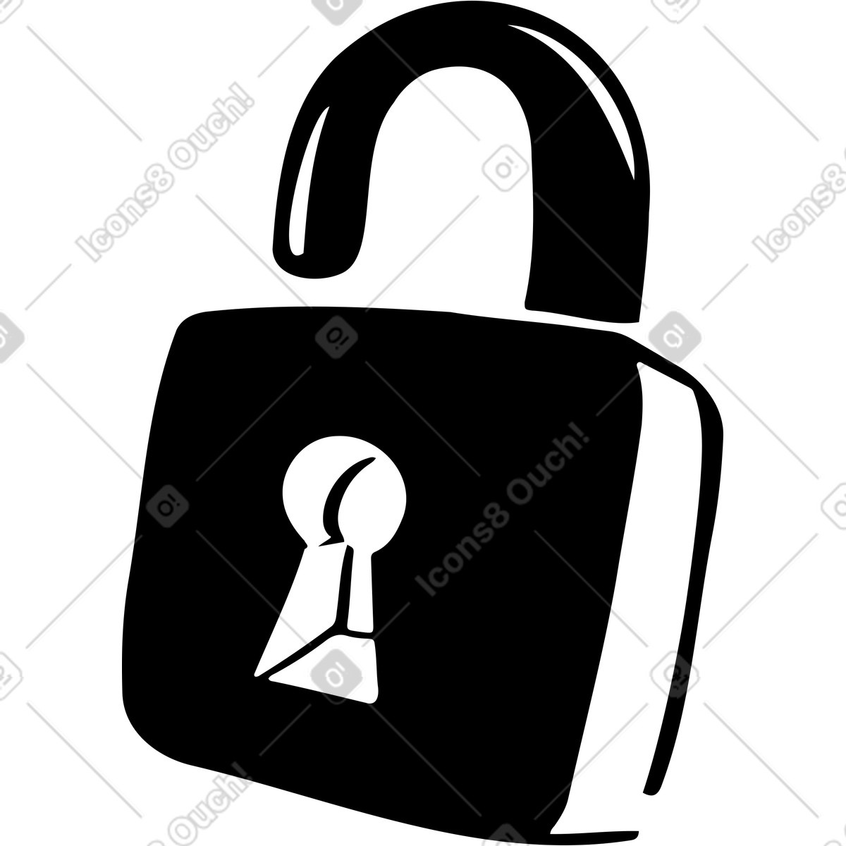 Open lock illustration in Line style download in PNG, SVG