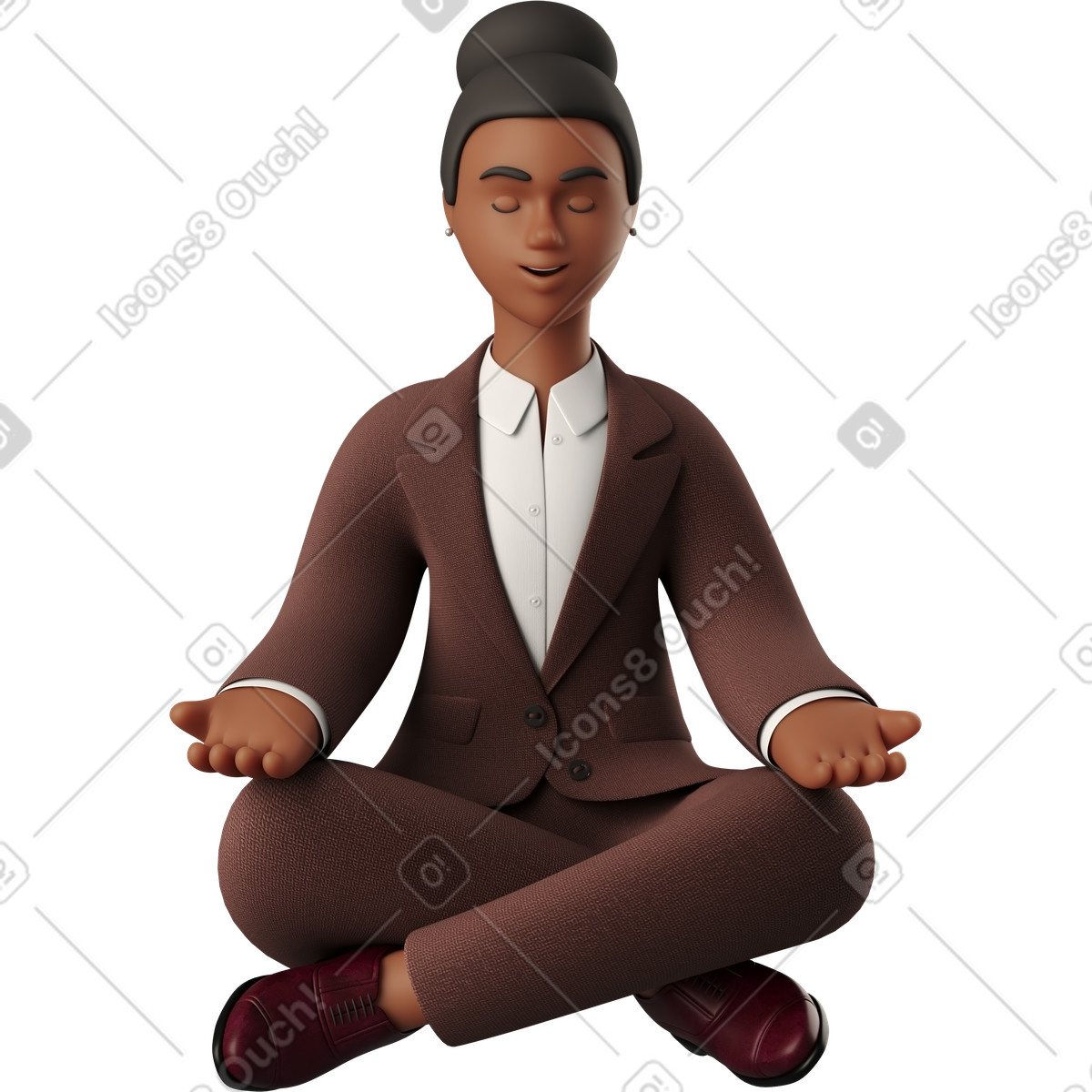 Businesswoman meditating illustration in 3D Business style download in PNG, SVG