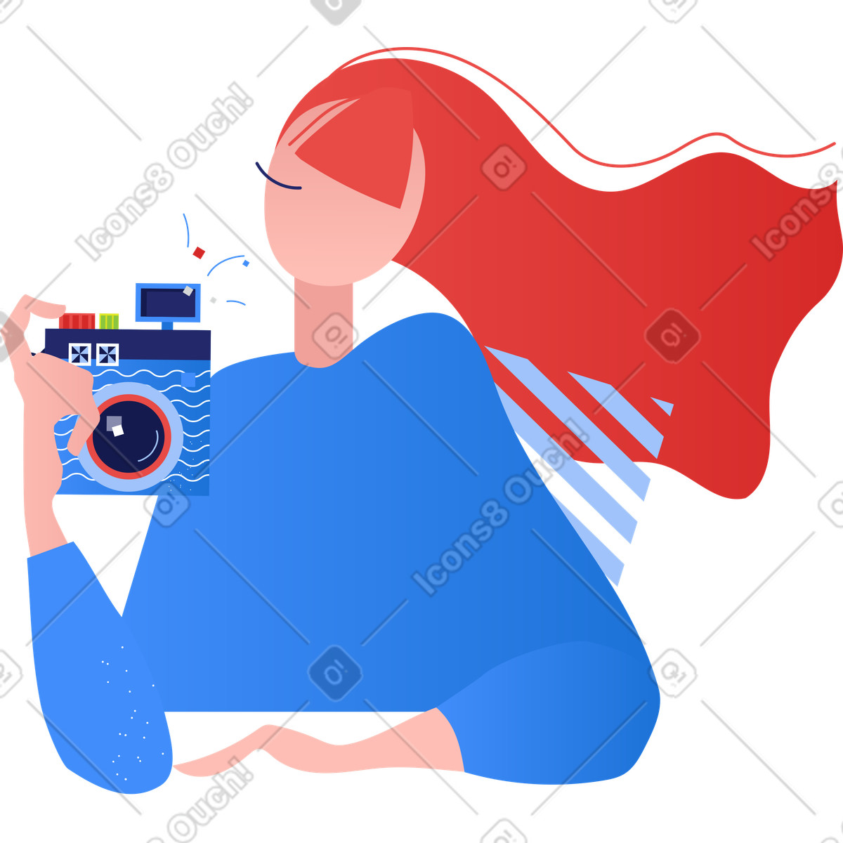 Clip 스타일의 Woman photographer 일러스트레이션 PNG, SVG 다운로드