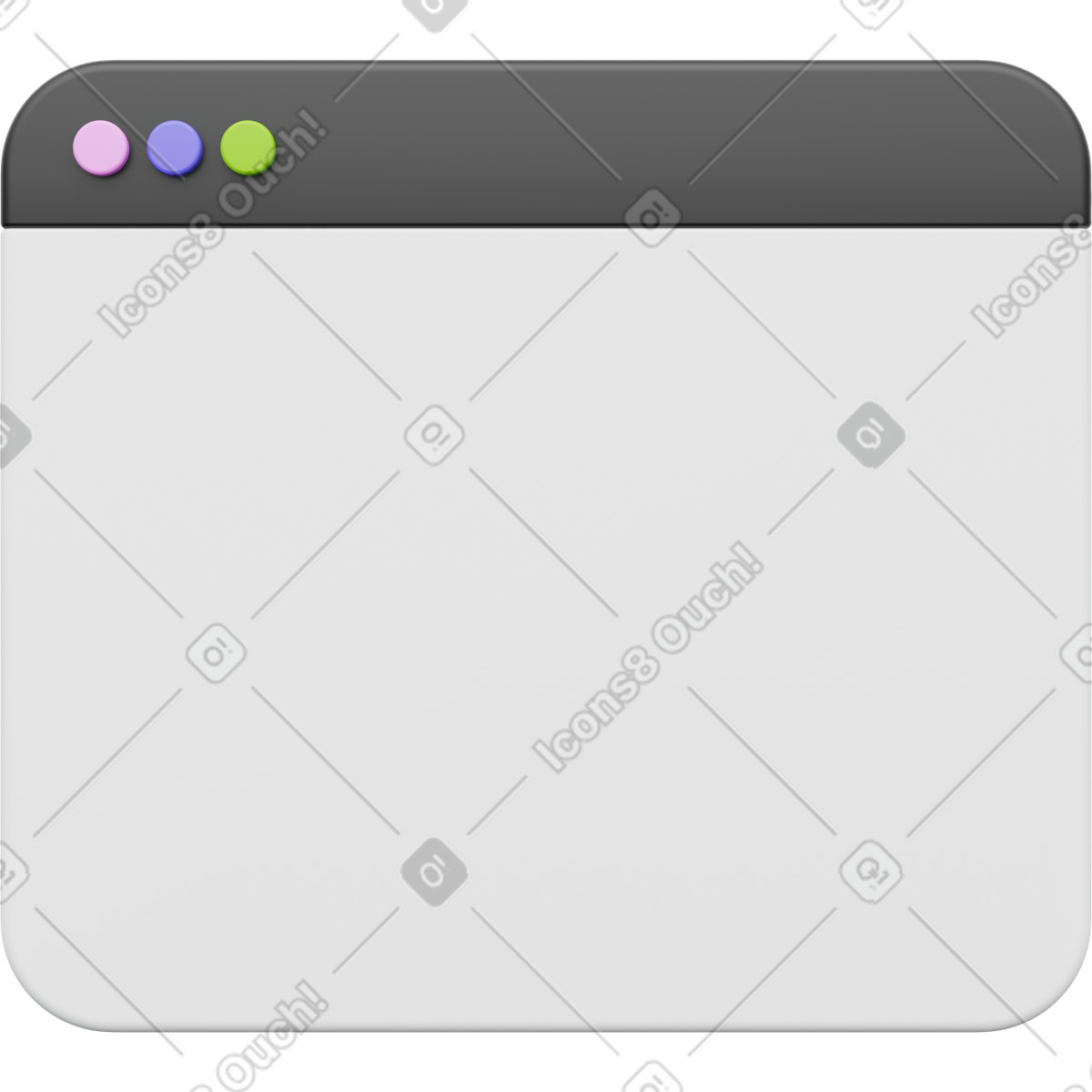 Browser window, minimal blank interface, web design template illustration in PNG, SVG