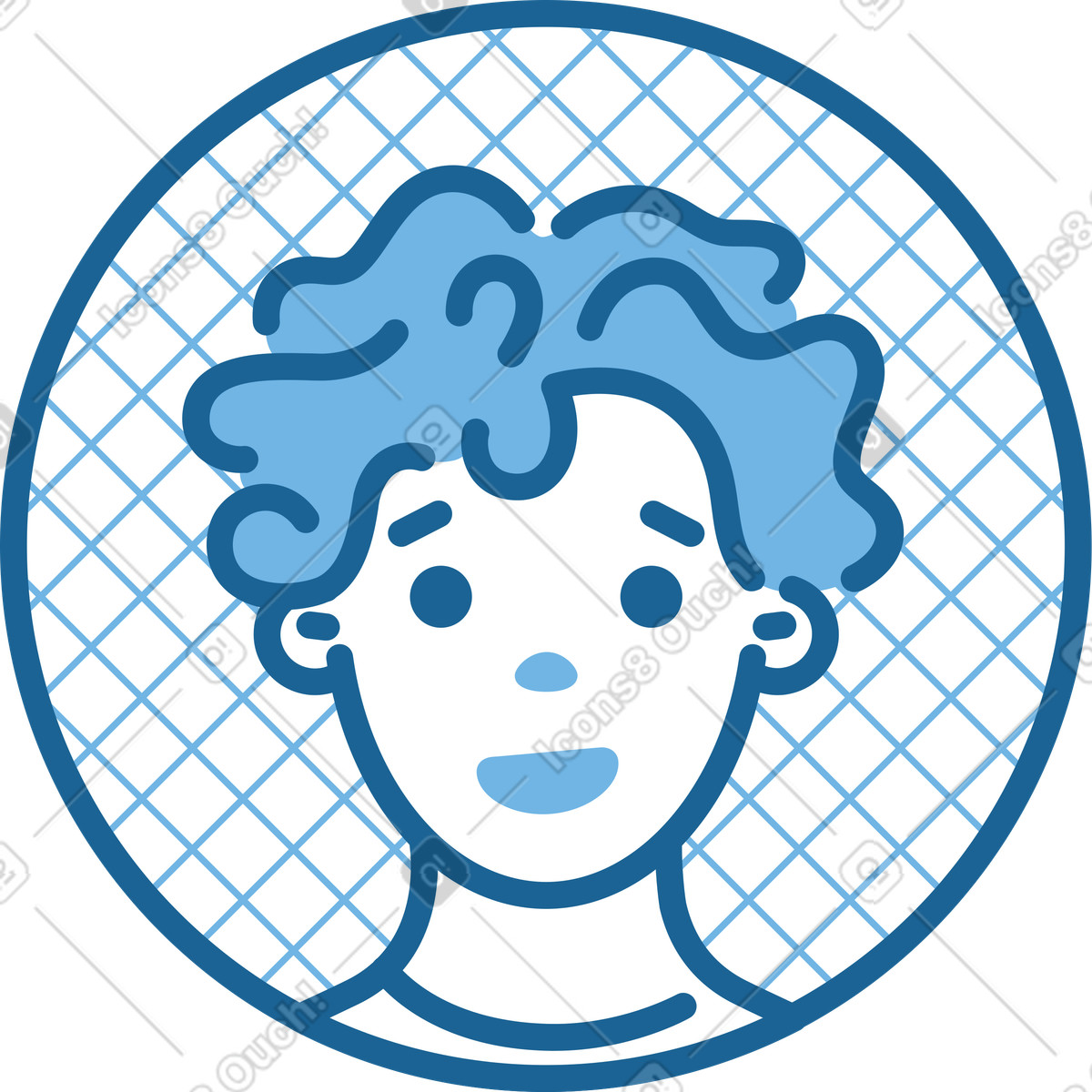 Ilustración Hombre avatar icono azul en estilo Natty a descargar en PNG y SVG