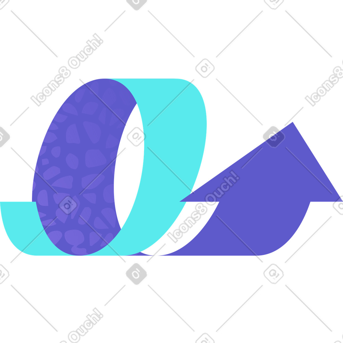 Freccia curva con texture illustrazione in stile Bright scarica in PNG, SVG