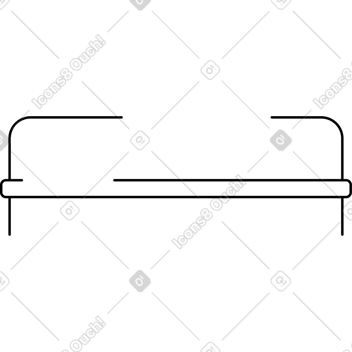 Sofa silhouette minimal couch outline with rounded backrest shape-Illustration im Notion Line Art-Stil als Download in PNG, SVG