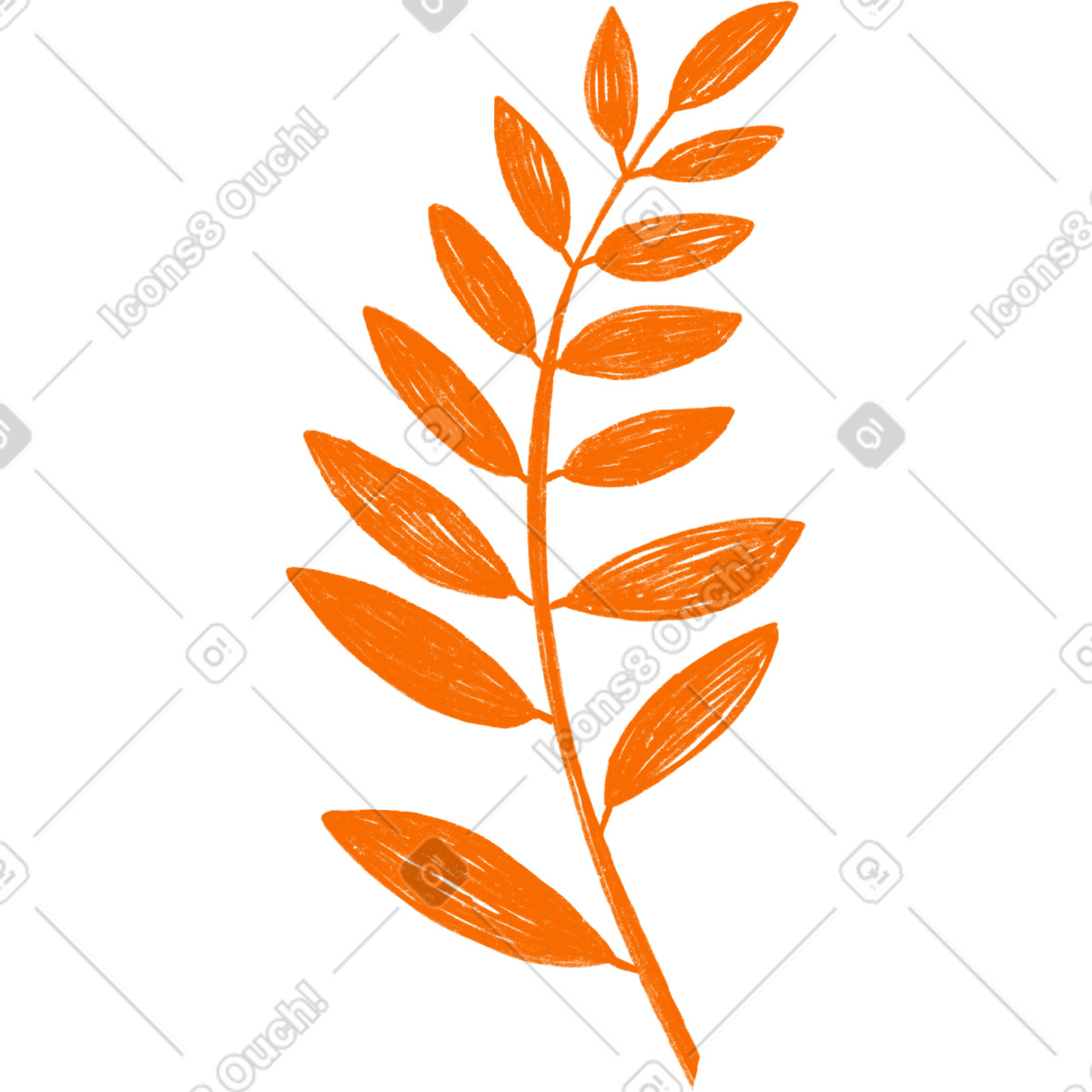 Orange branch with laurel leaves two illustration in Biro style download in PNG, SVG