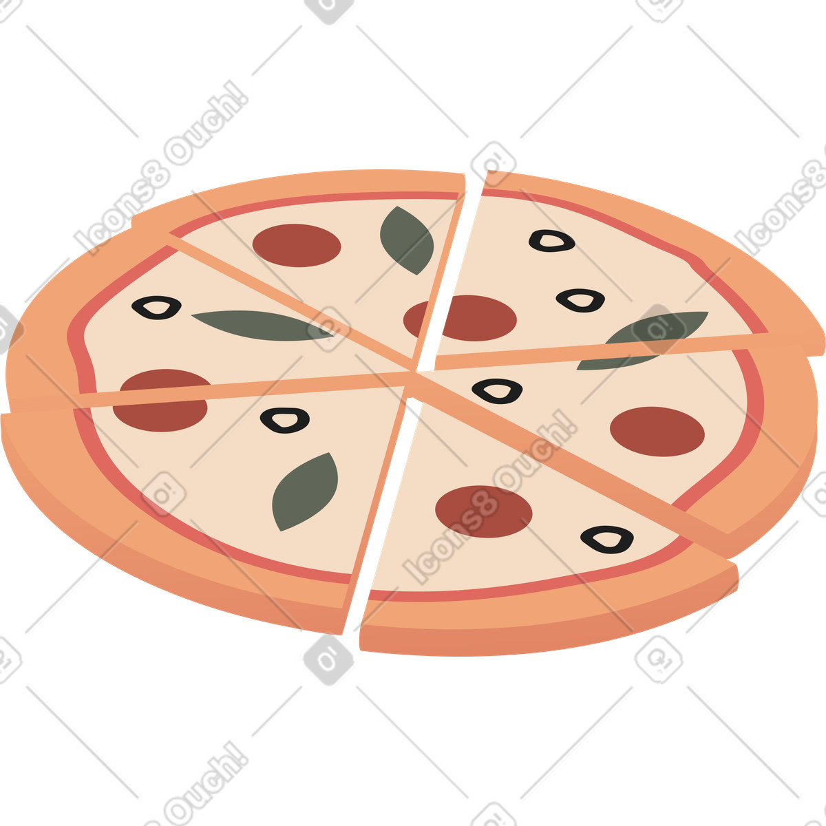 Ilustração de Pizza em no estilo Coworking para baixar em PNG, SVG