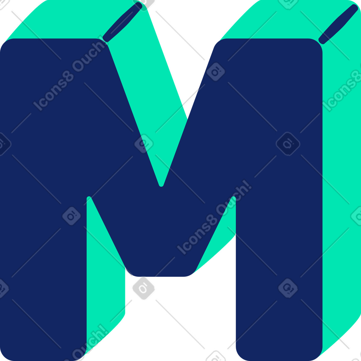 Ilustración Letra m en estilo Cyborg a descargar en PNG y SVG