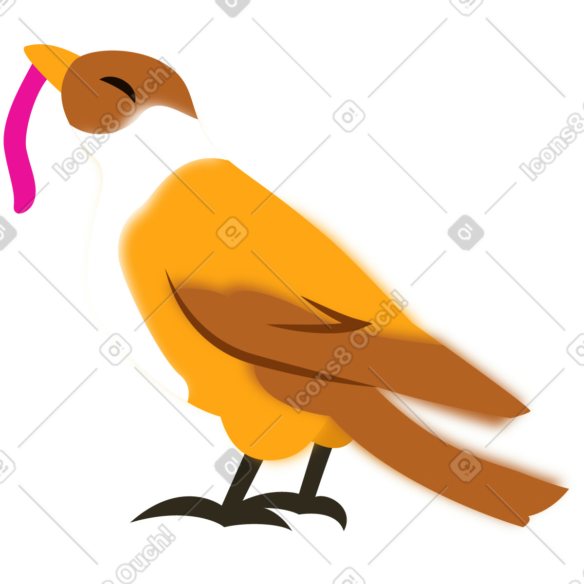 Everyday スタイルの Bird with a worm のイラストをPNG、SVG形式でダウンロード
