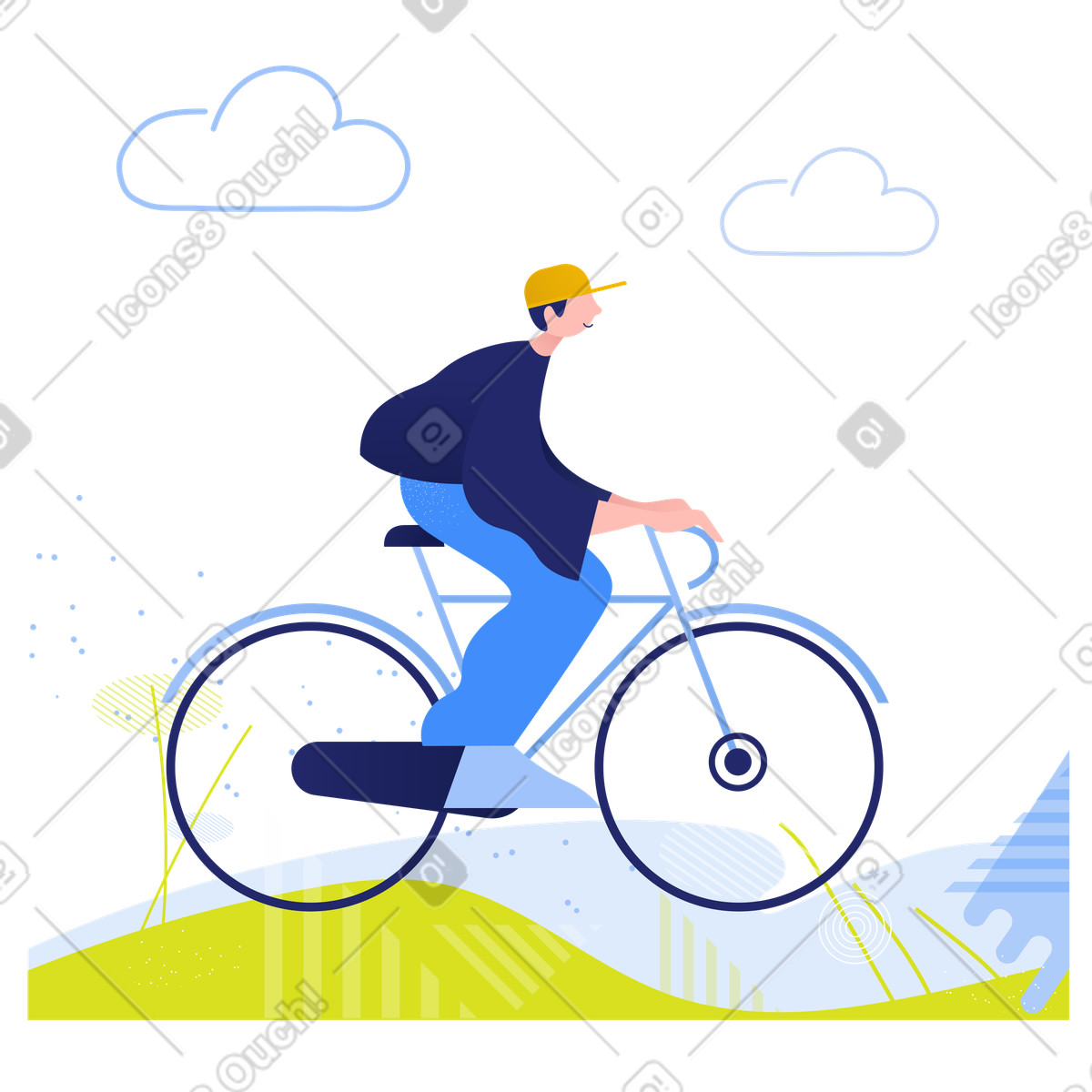 Clip スタイルの 自転車に乗ること のイラストをPNG、SVG形式でダウンロード