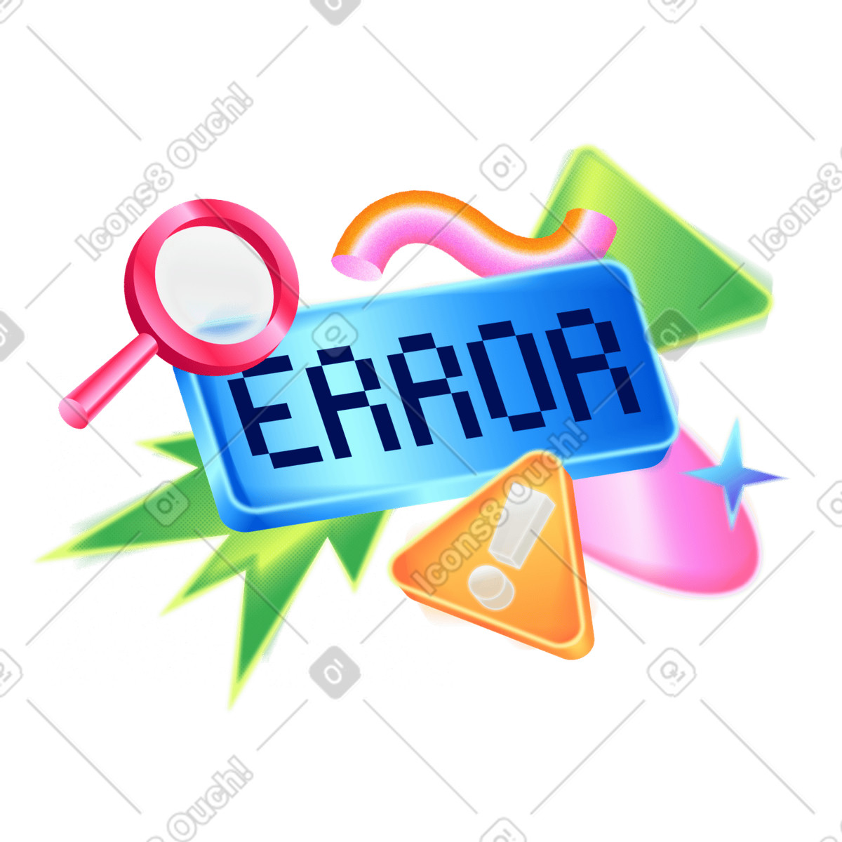 Lettering Error with warning sign text illustration in PNG, SVG