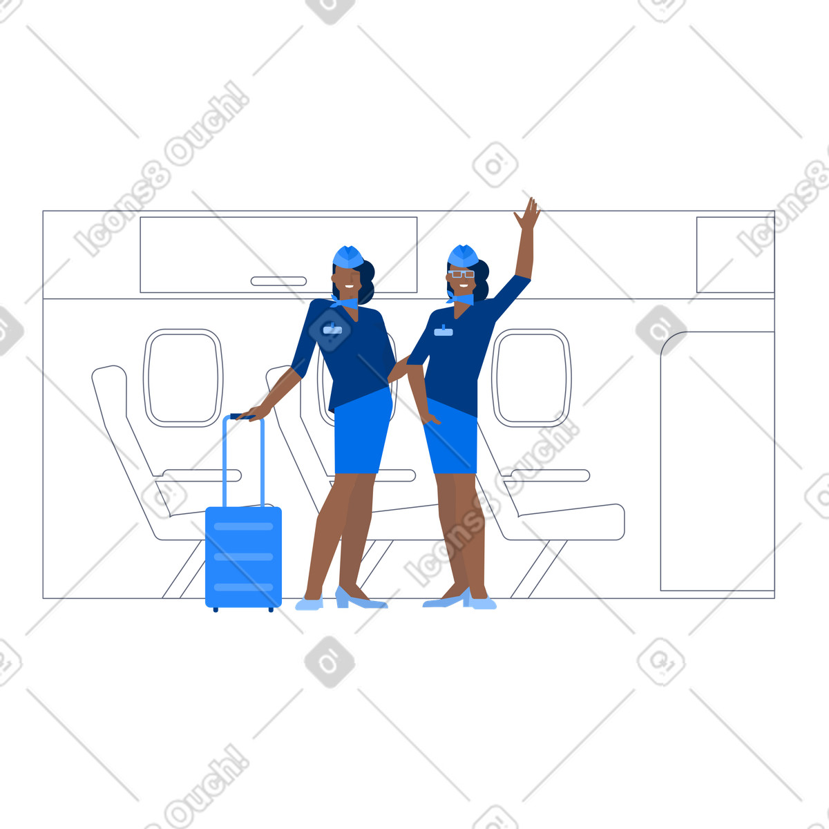 Benvenuto a bordo dell'aereo illustrazione in stile Urban scarica in PNG, SVG