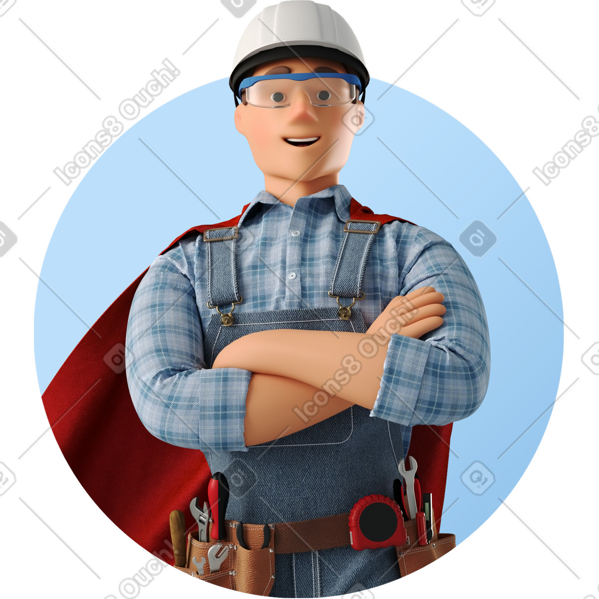 Superhero builder illustration in 3D Business style download in PNG, SVG