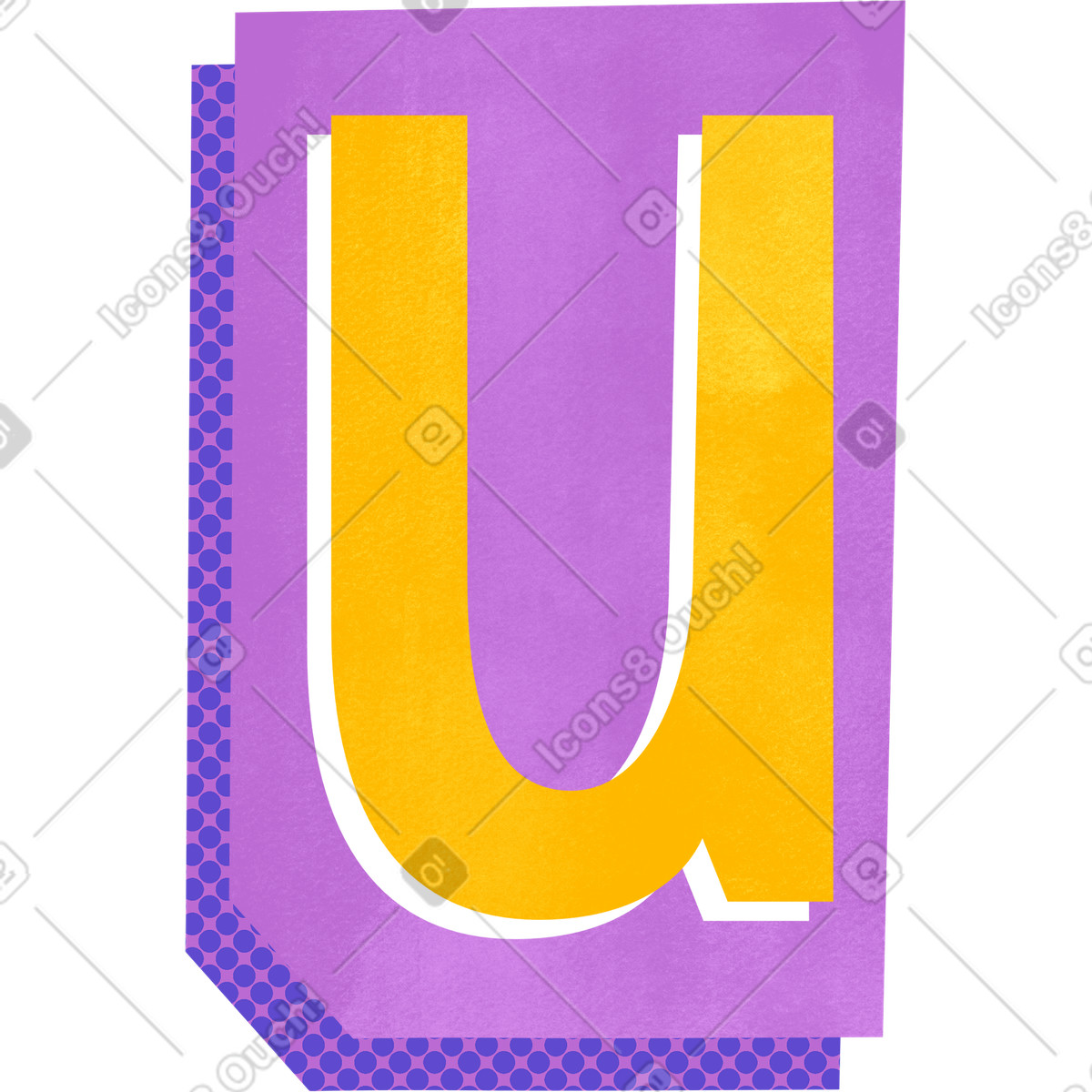 Ilustración Collage lowercase letter u en estilo Paper Cut a descargar en PNG y SVG