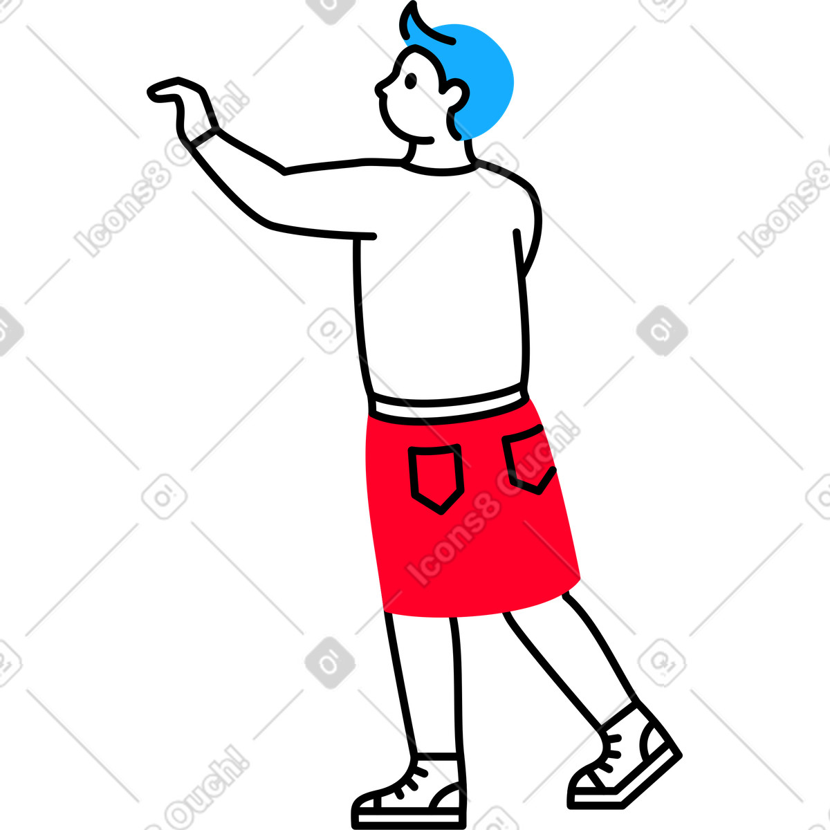 下载 Transistor 风格的 Woman stands sideways and reaches for something 插画，支持 PNG、SVG 格式