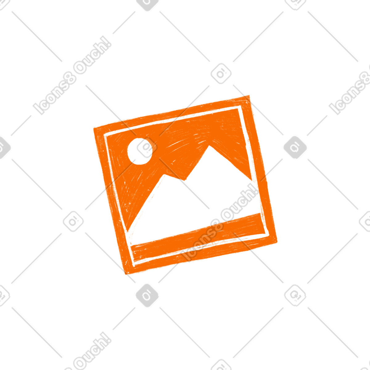 Biro スタイルの Orange picture with mountains のイラストをPNG、SVG形式でダウンロード