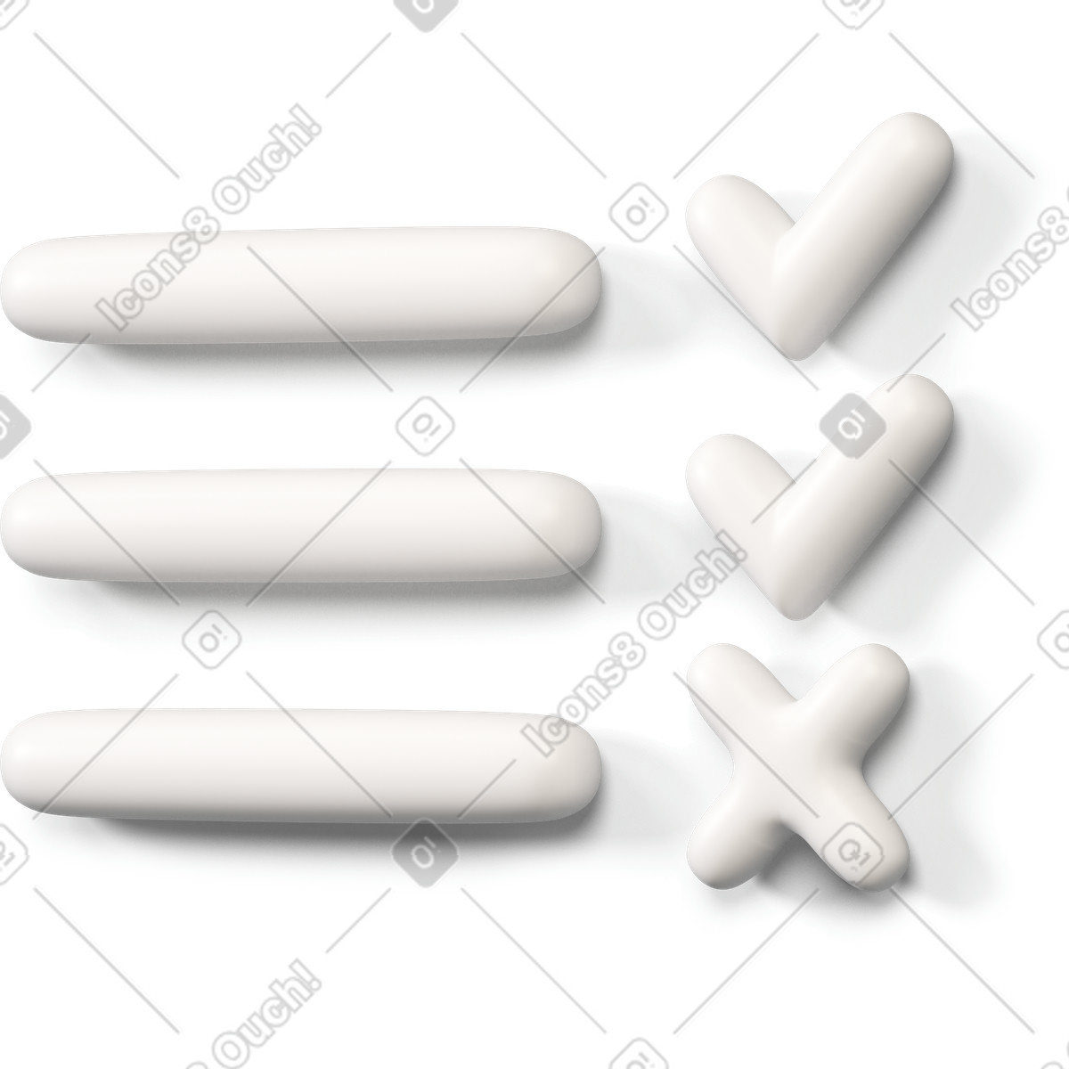 Checkliste mit zwei von drei erledigten aufgaben nach links gedreht-Illustration im 3D Buddy-Stil als Download in PNG, SVG