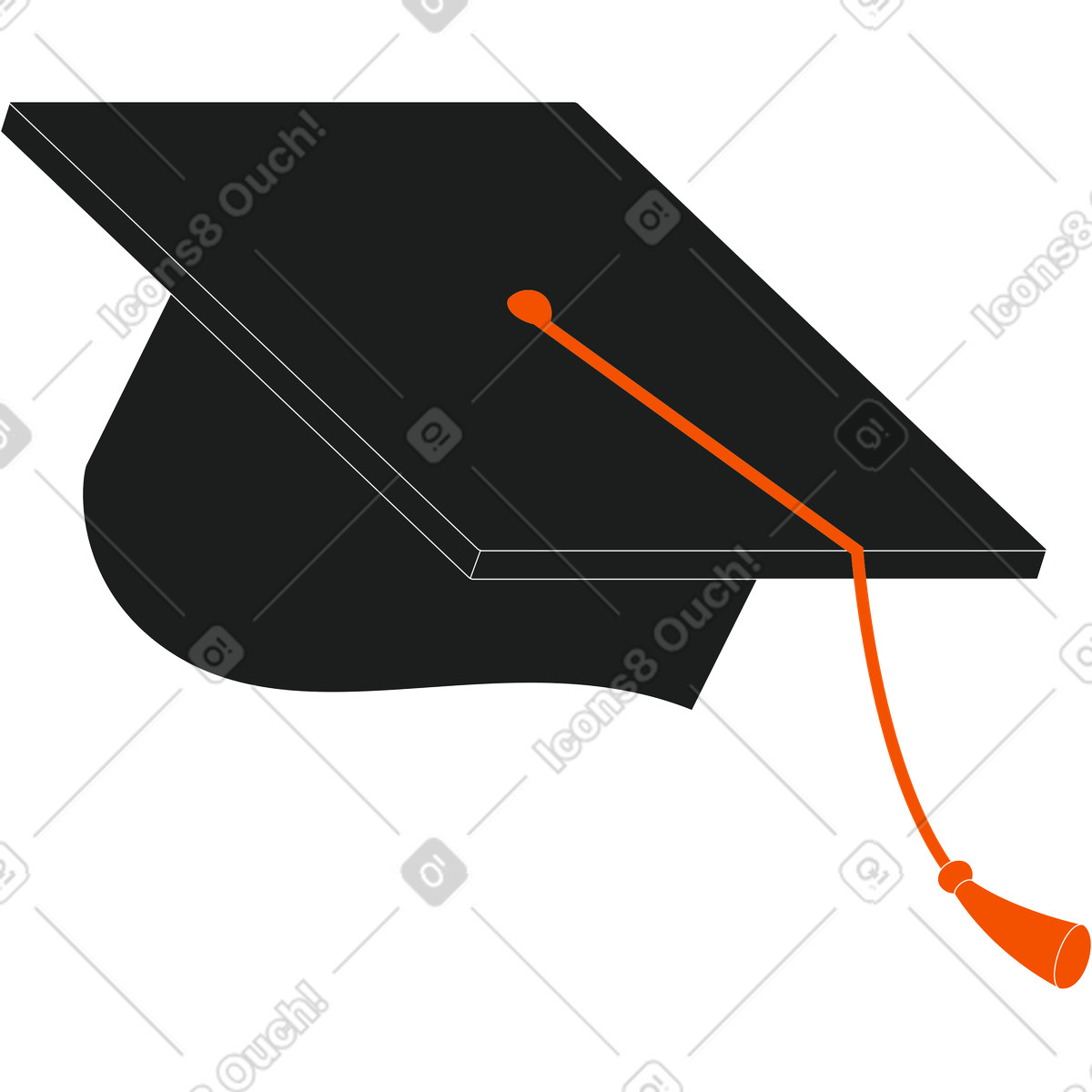 Graduation cap illustration in Strict style download in PNG, SVG