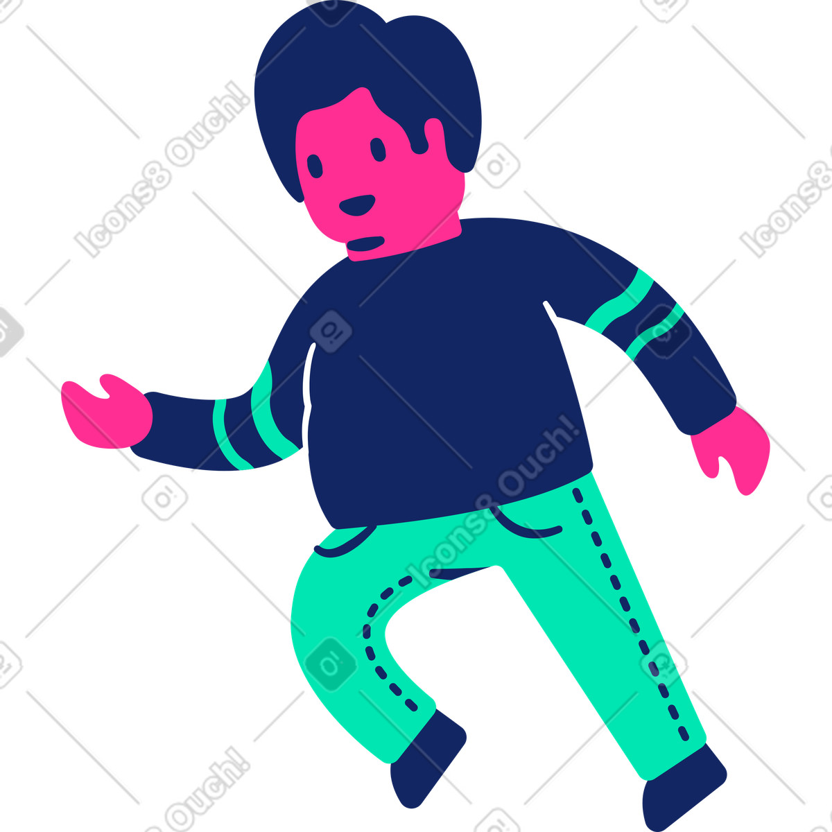 Man running illustration in Cyborg style download in PNG, SVG