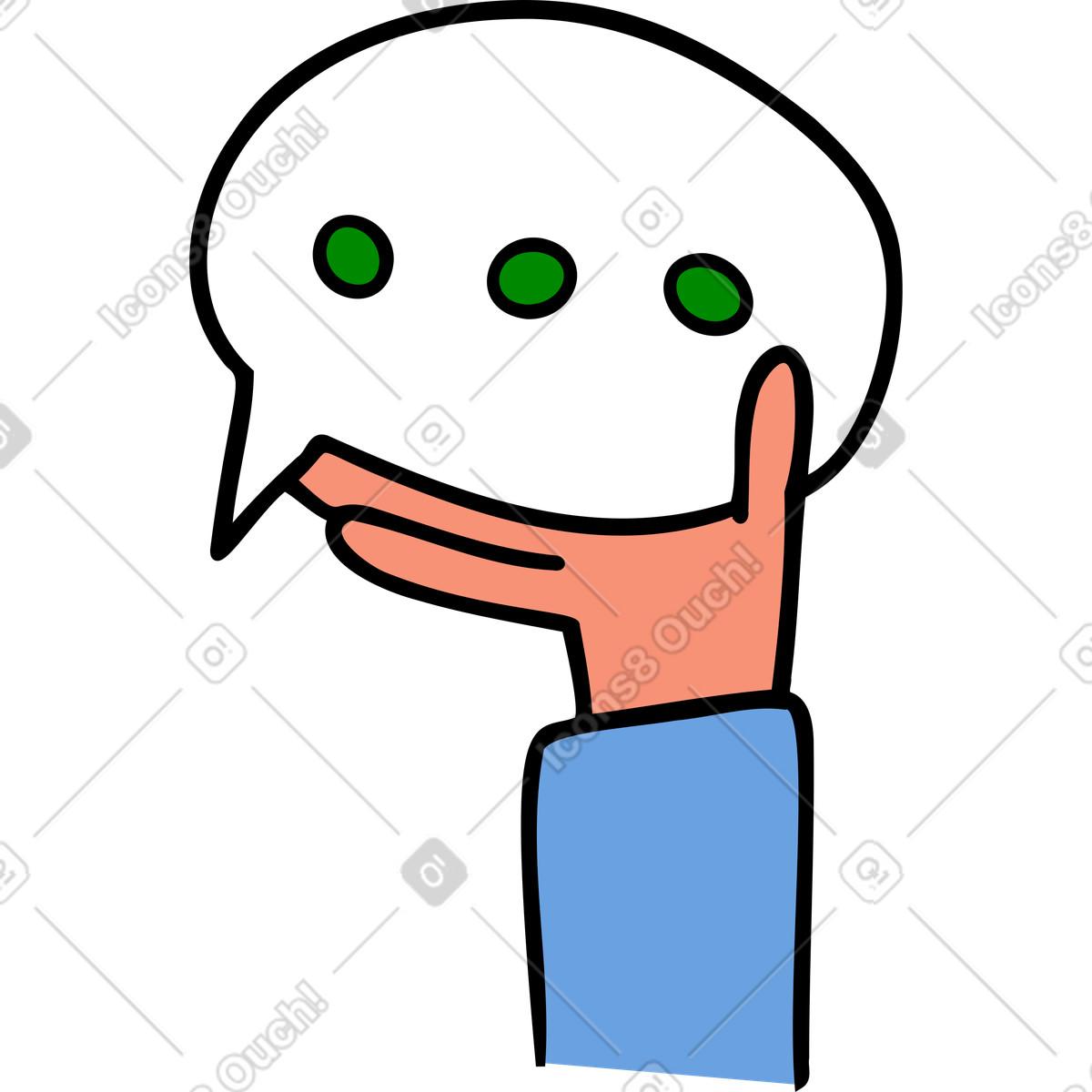 Hand with a comment icon illustration in Comic style download in PNG, SVG