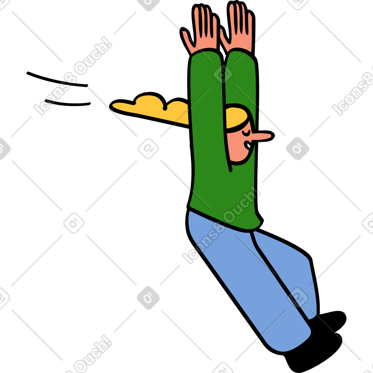 Woman falling down illustration in Comic style download in PNG, SVG