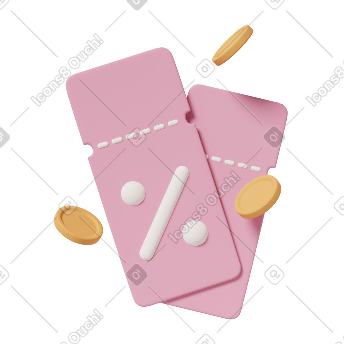 Gift coupons illustration in 3D Casual life style download in PNG, SVG