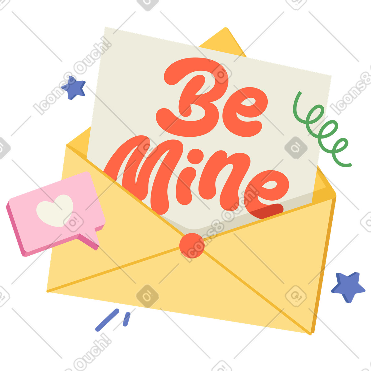 Lettering be mine con testo di cuore ed elementi decorativi illustrazione animata in stile Social scaricabile in GIF, Lottie (JSON), AE