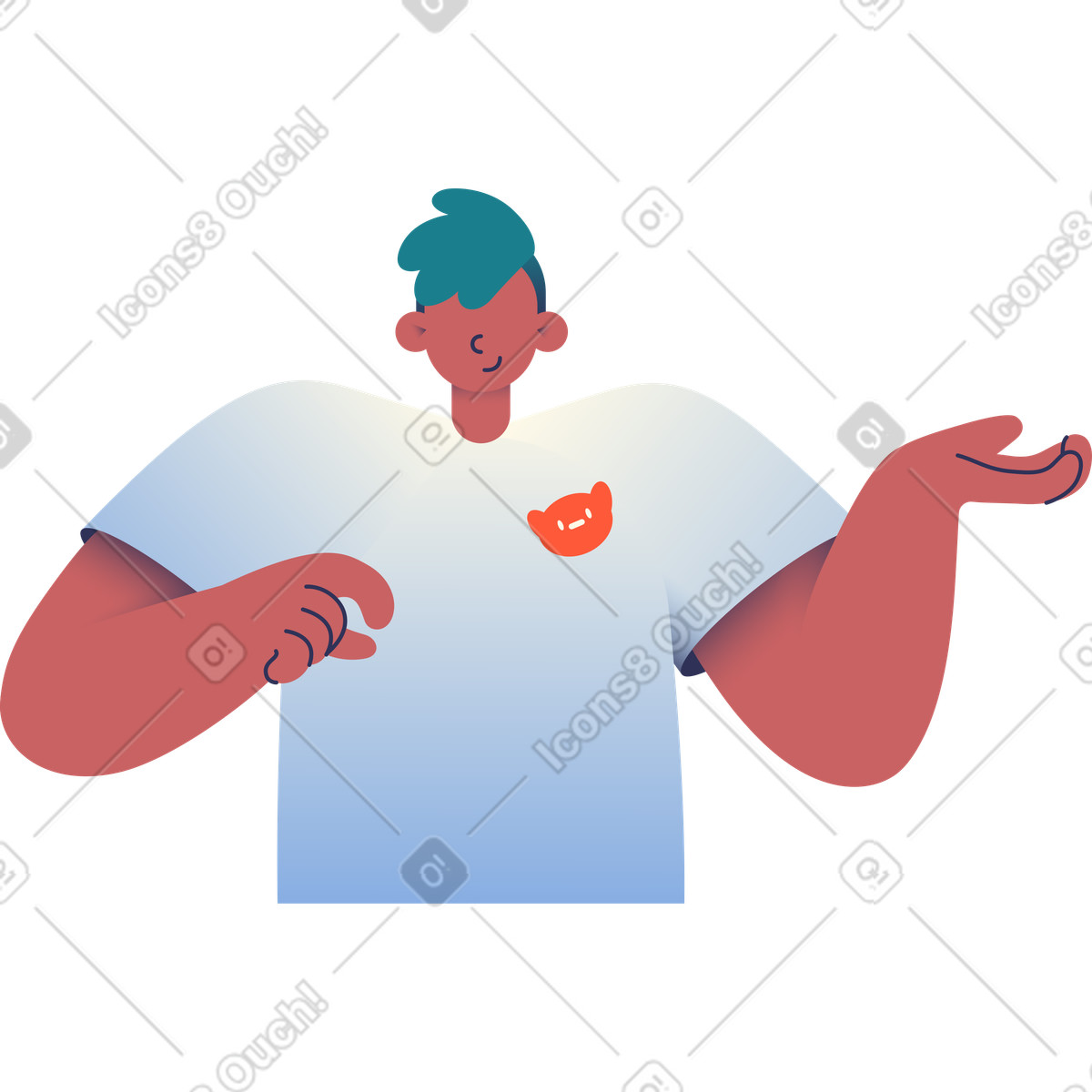Guy points to something illustration in Beam style download in PNG, SVG