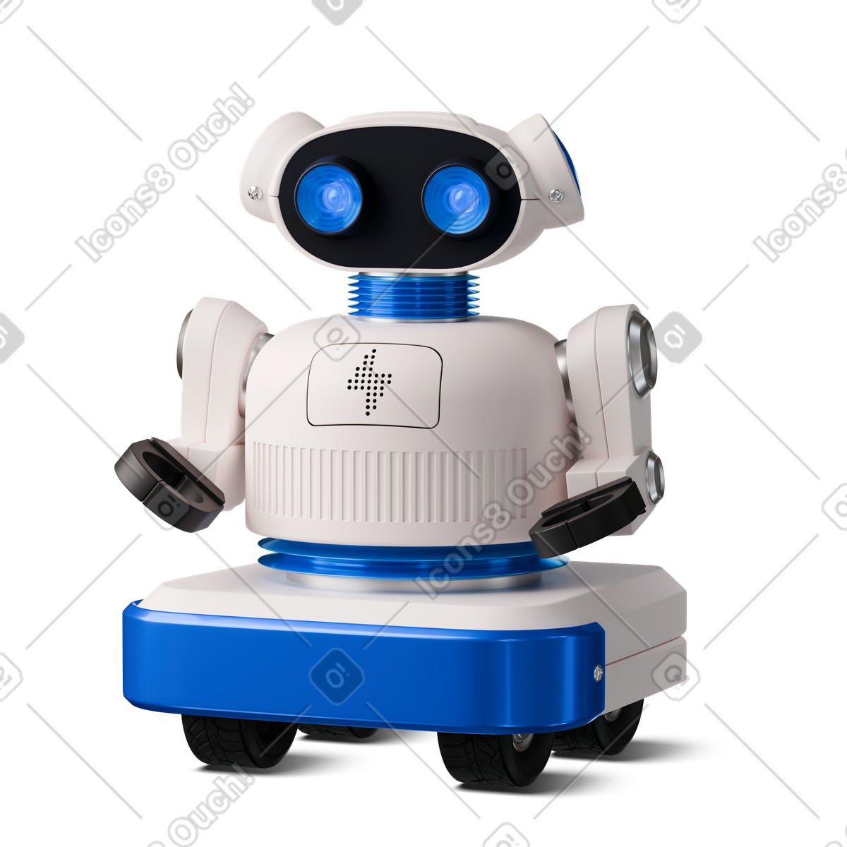 Retro robot assistant animated illustration in 3D Stickle style download in GIF, Lottie (JSON), AE
