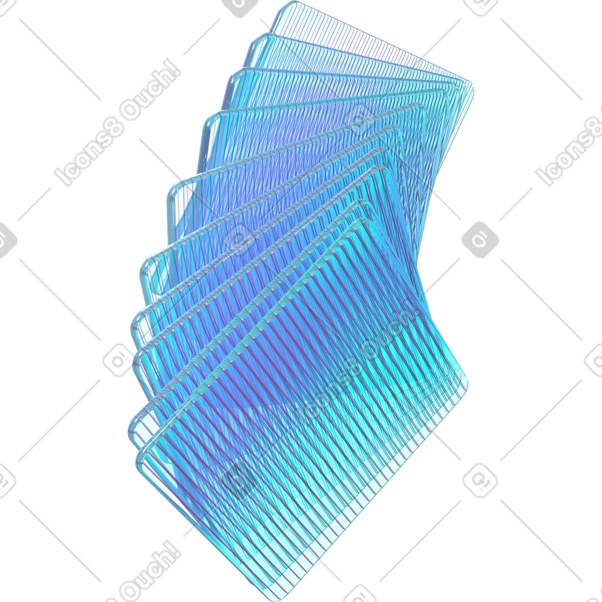 Ilustración Composición con diez cartas estriadas en estilo 3D Glassy a descargar en PNG y SVG