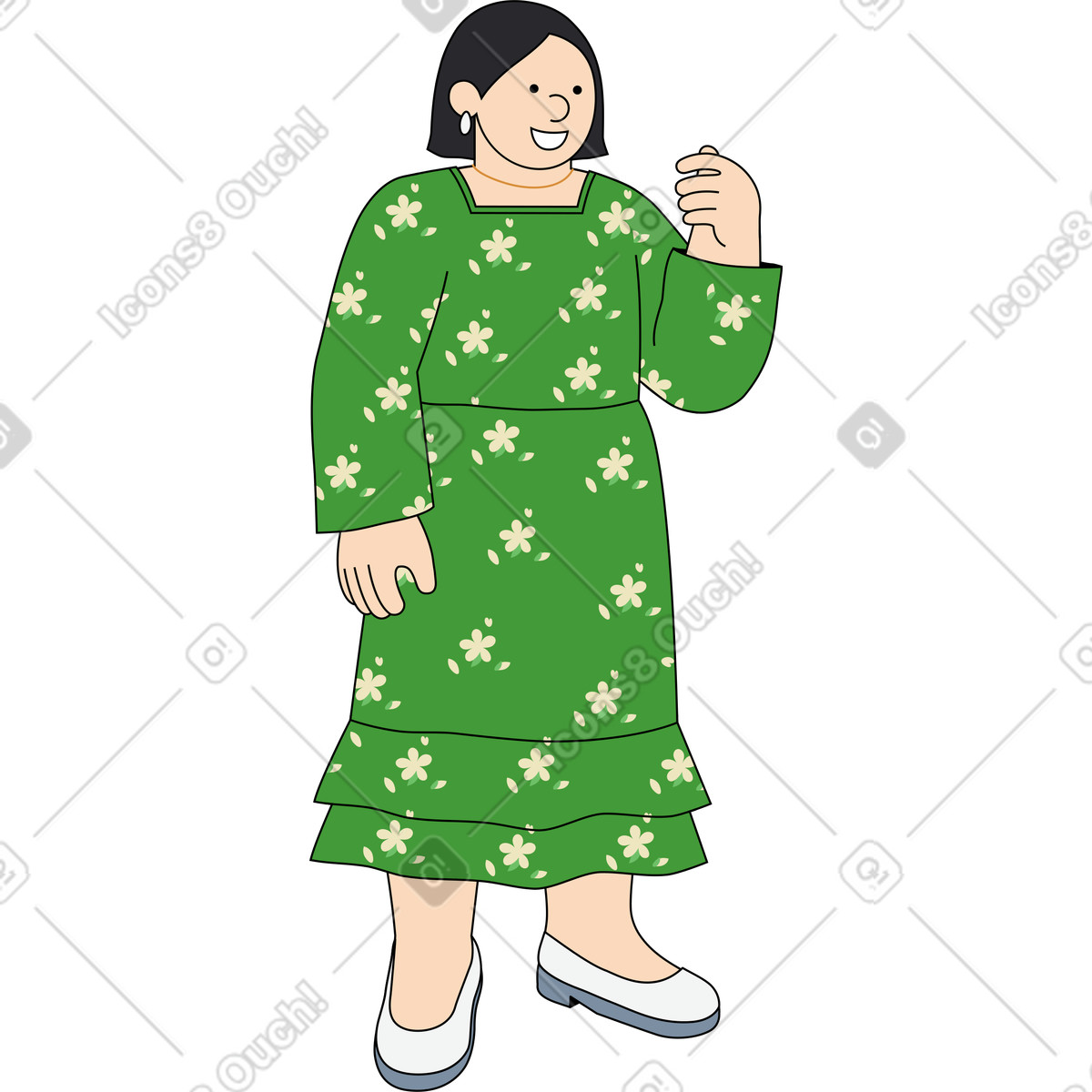 Donna che tiene qualcosa in mano illustrazione stile Kindy scarica PNG, SVG