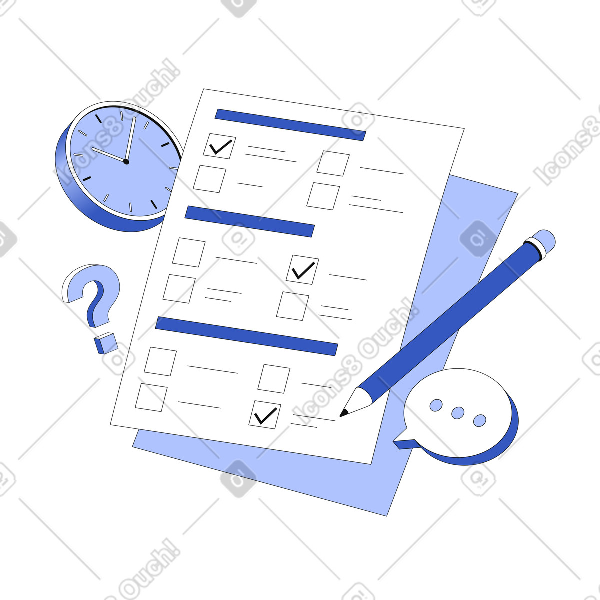Standardized test as method of assessment illustration in PNG, SVG