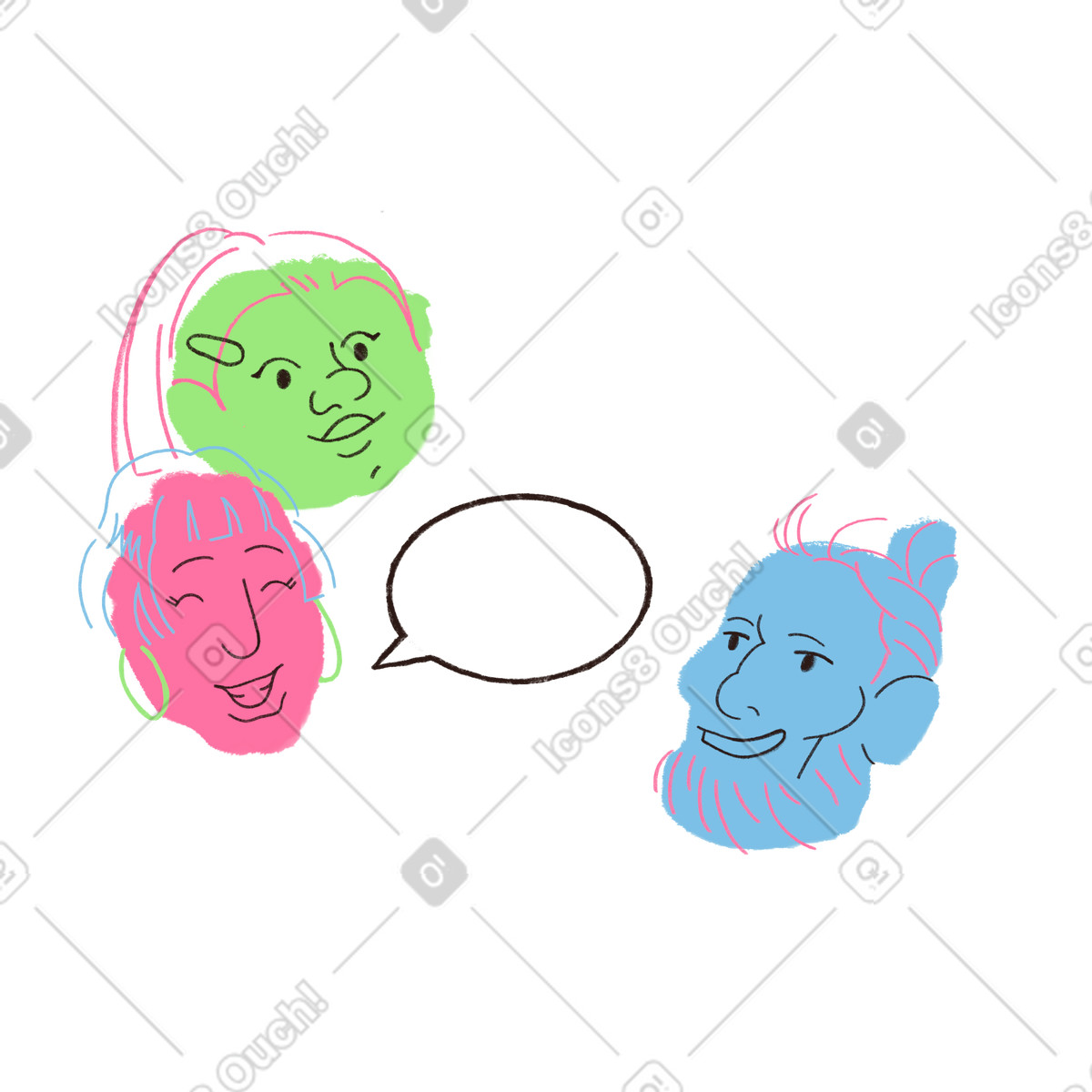Blobby スタイルの ブレーンストーミング セッションを行うチーム のイラストをPNG、SVG形式でダウンロード