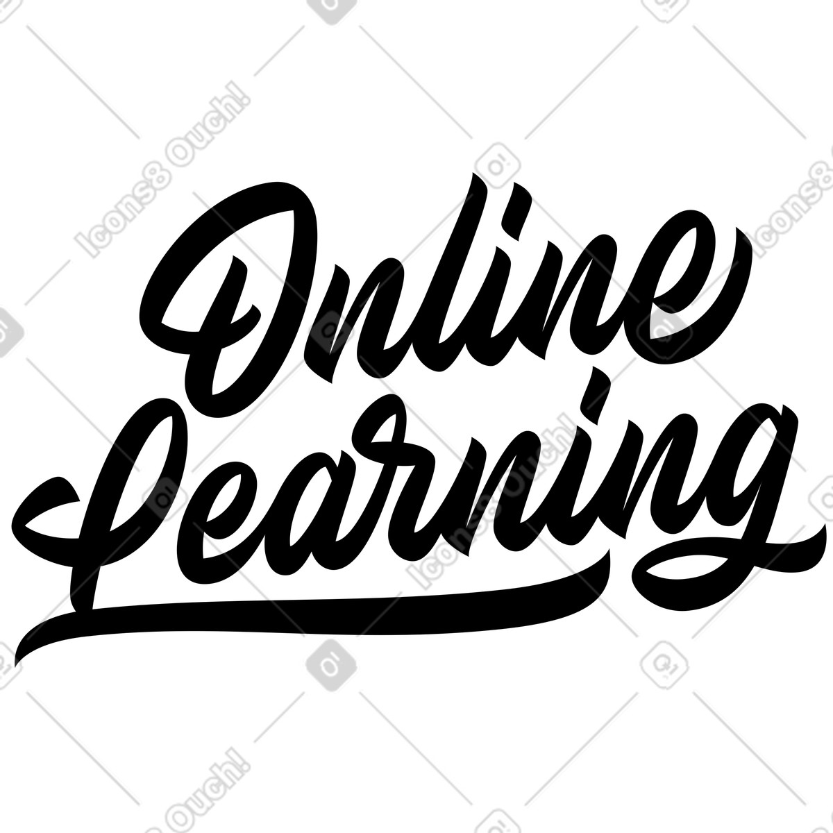Ilustração de Aprendizado on-line letras em texto estilo caligrafia no Lettering para baixar PNG, SVG
