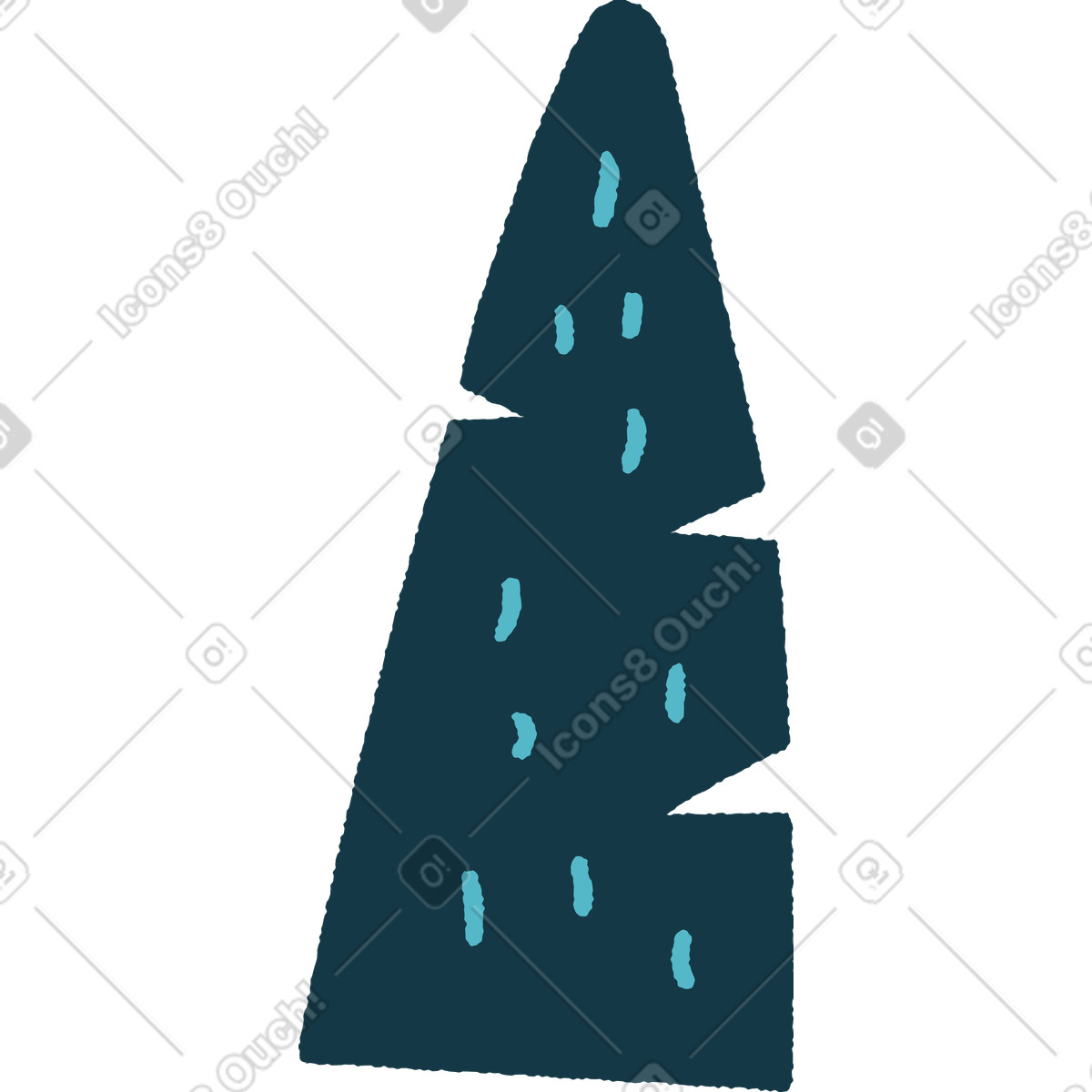Pine tree illustration in Flamenco style download in PNG, SVG