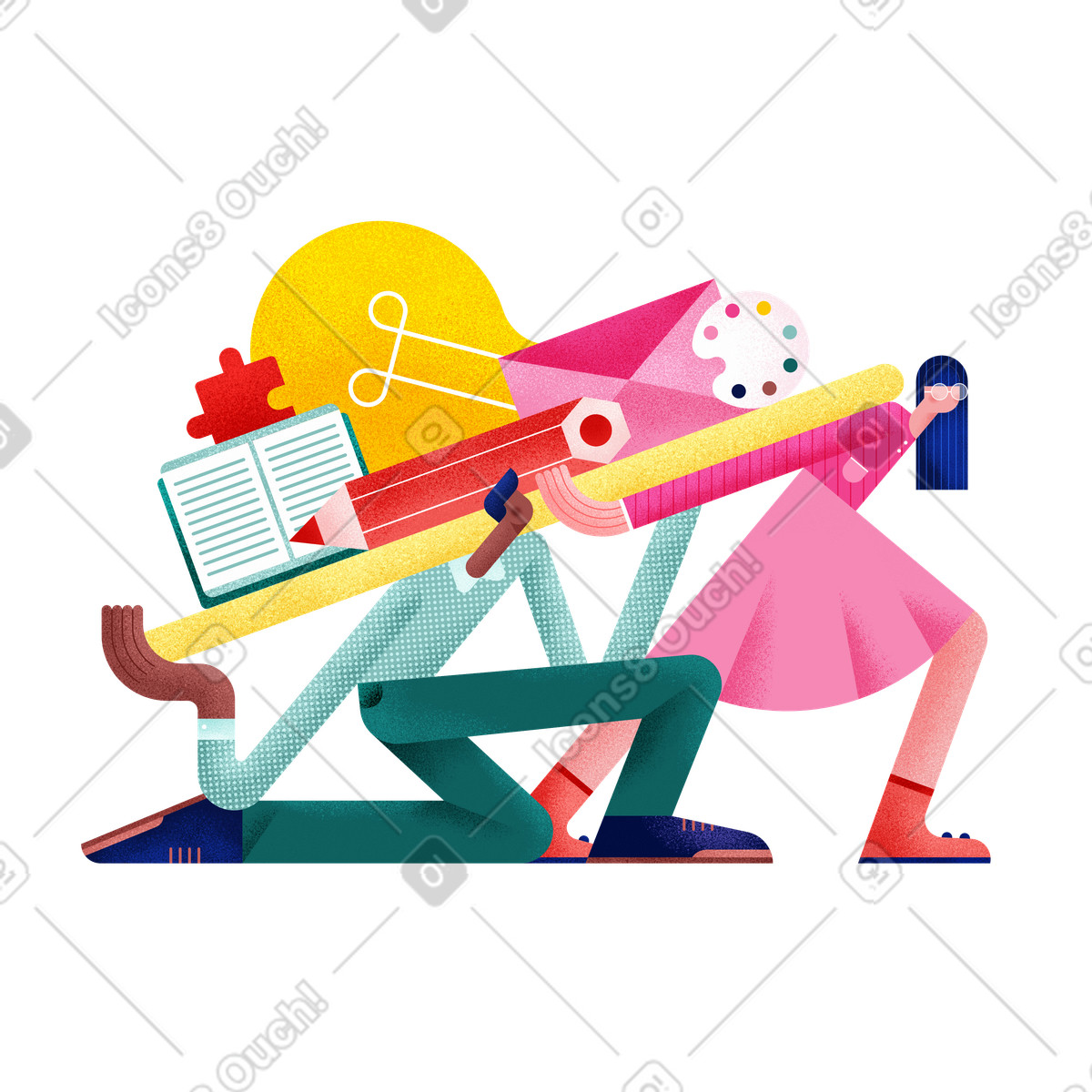 Willowy 스타일의 Teammates moving big creative tools 일러스트레이션 PNG, SVG 다운로드
