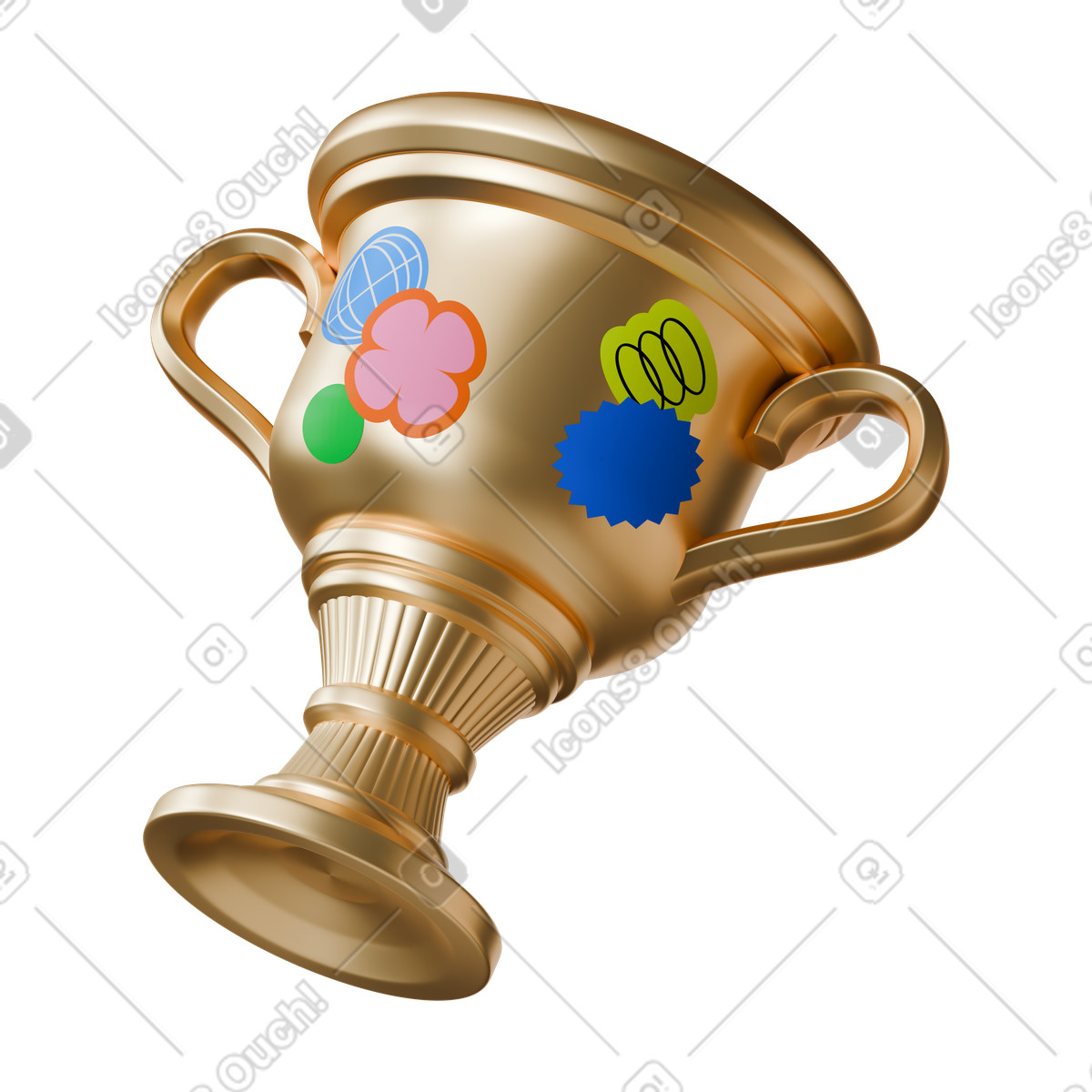 Ilustración animada Trofeo dorado en estilo 3D Stickle a descargar en GIF, Lottie (JSON), AE