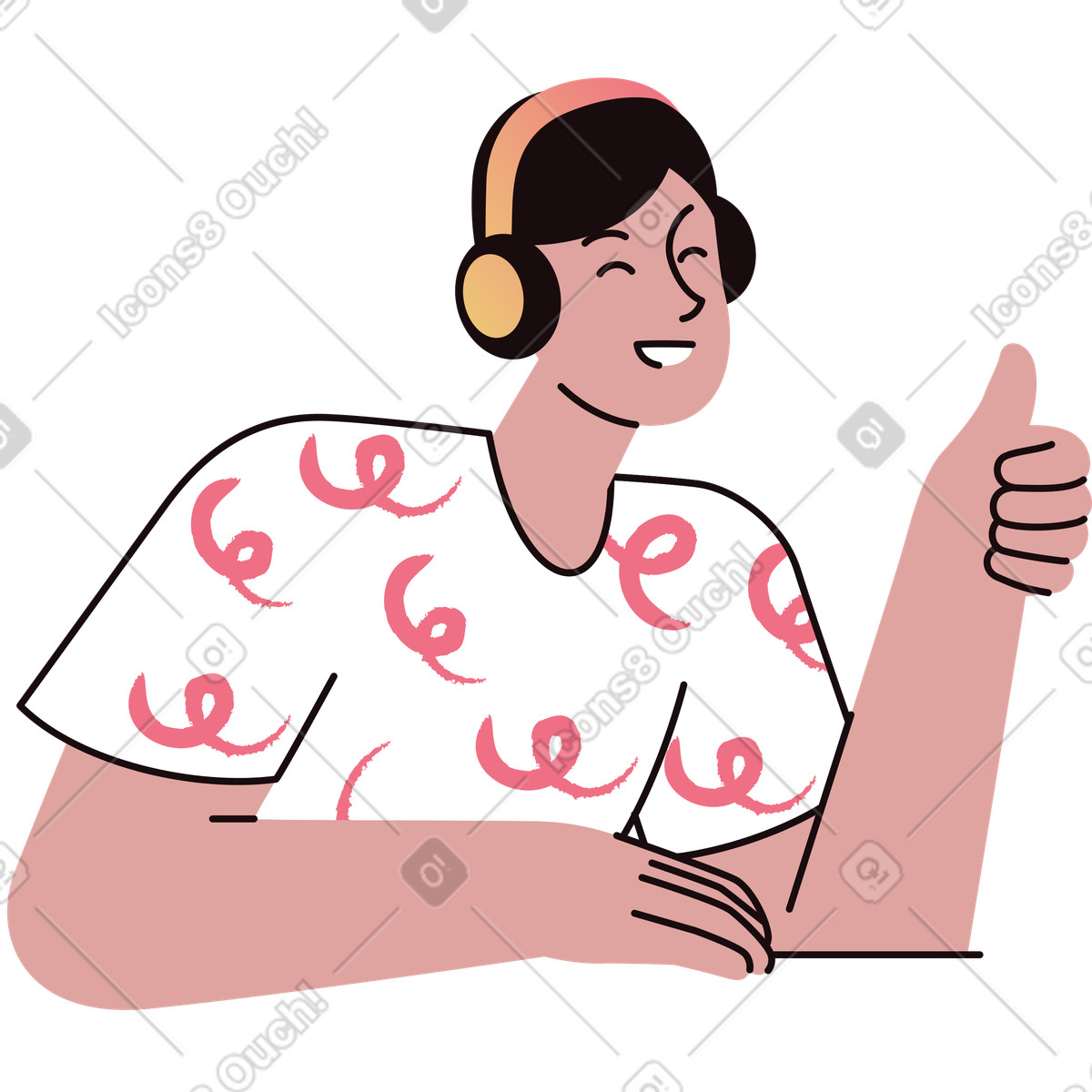 Mann mit kopfhörern-Illustration im Delight-Stil als Download in PNG, SVG