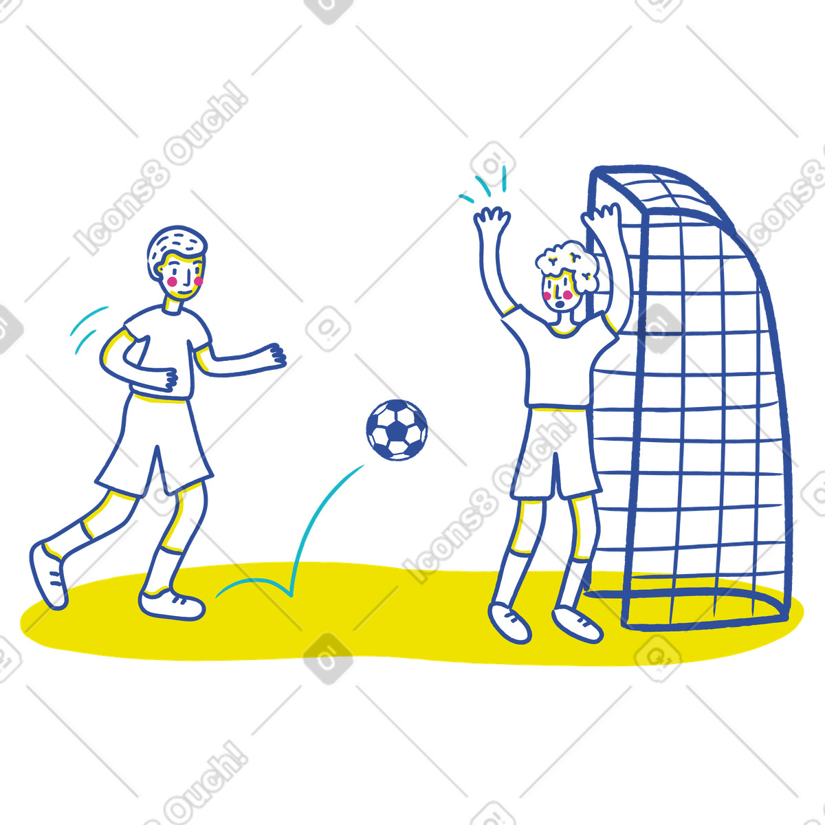下载 Lime 风格的 踢足球的男孩 插画，支持 PNG、SVG 格式