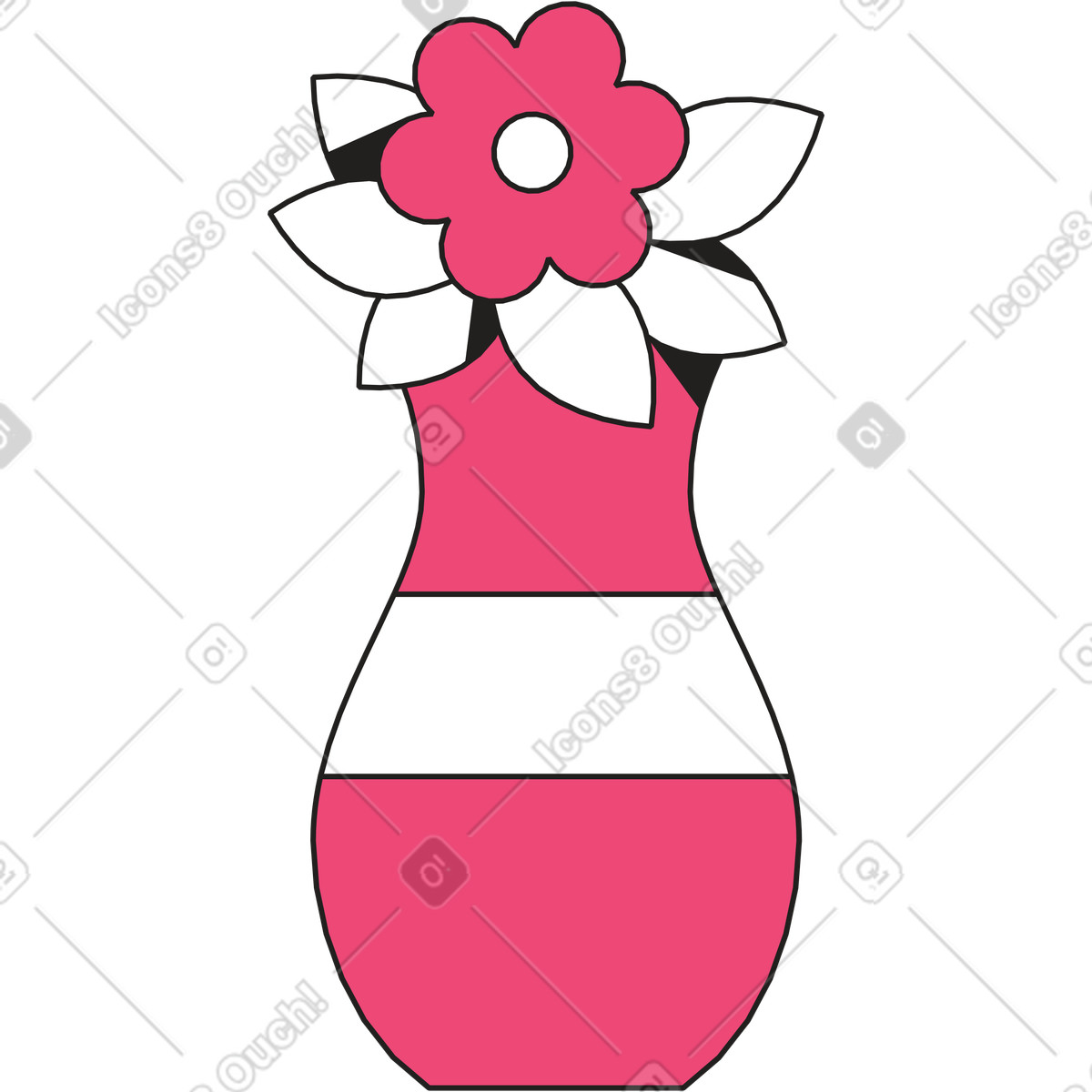 Vaso con fiore illustrazione in stile Dazzle Line scarica in PNG, SVG