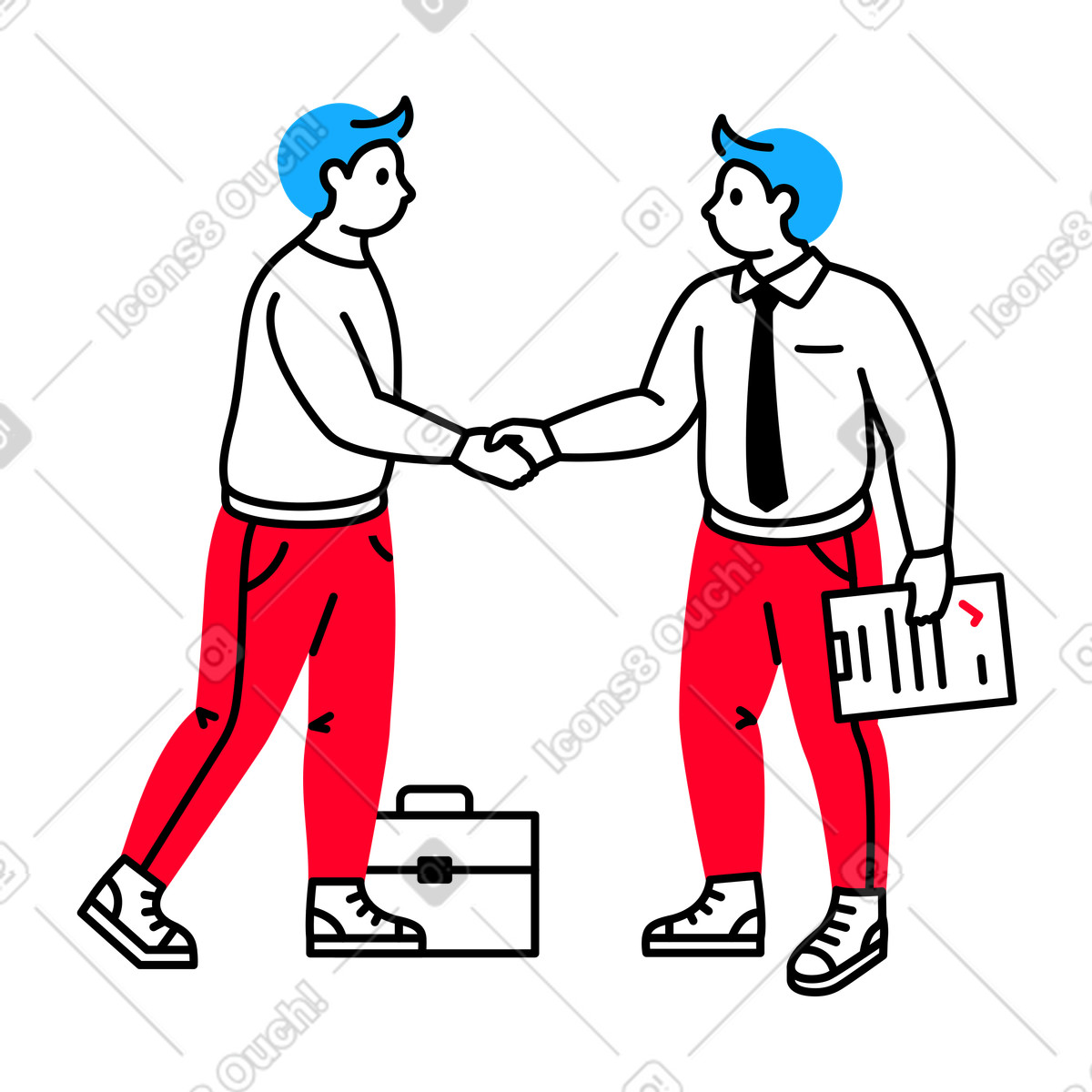 Men shake hands after making a deal illustration in Transistor style download in PNG, SVG