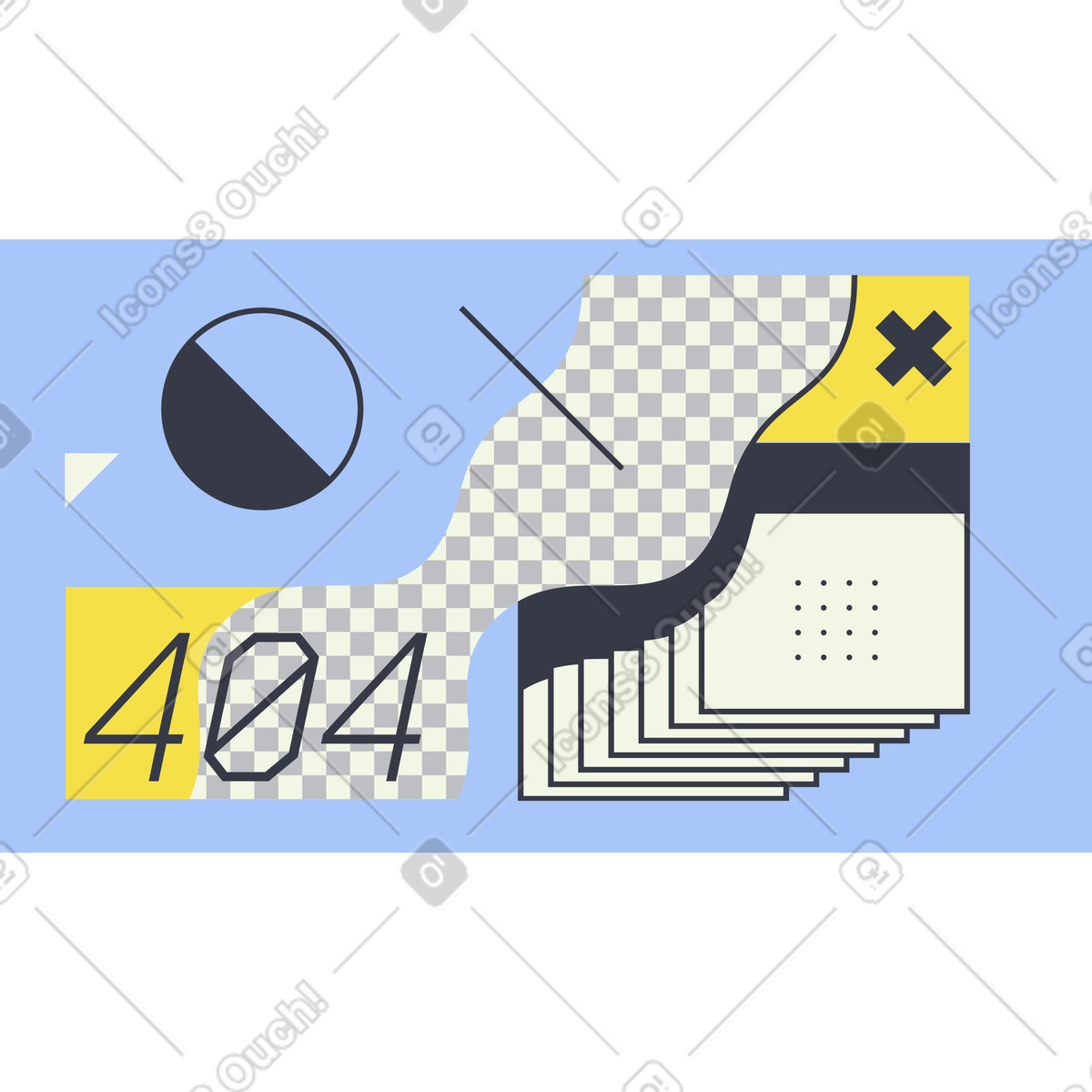 Abstract 404 error page, Web page not found illustration in style download in PNG, SVG