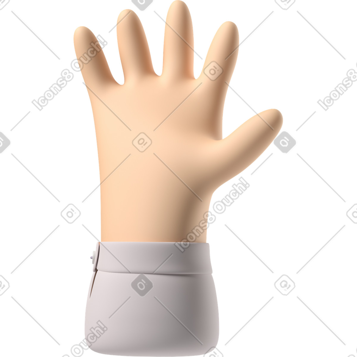 Ilustración Mano de piel pálida con los dedos extendidos en estilo 3D Hands Fun&Wild a descargar en PNG y SVG
