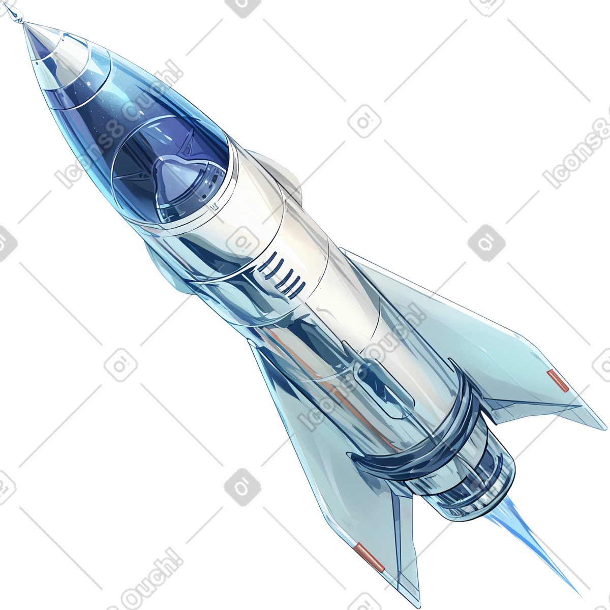 Rocket illustrazione in stile Glazy scarica in PNG, SVG