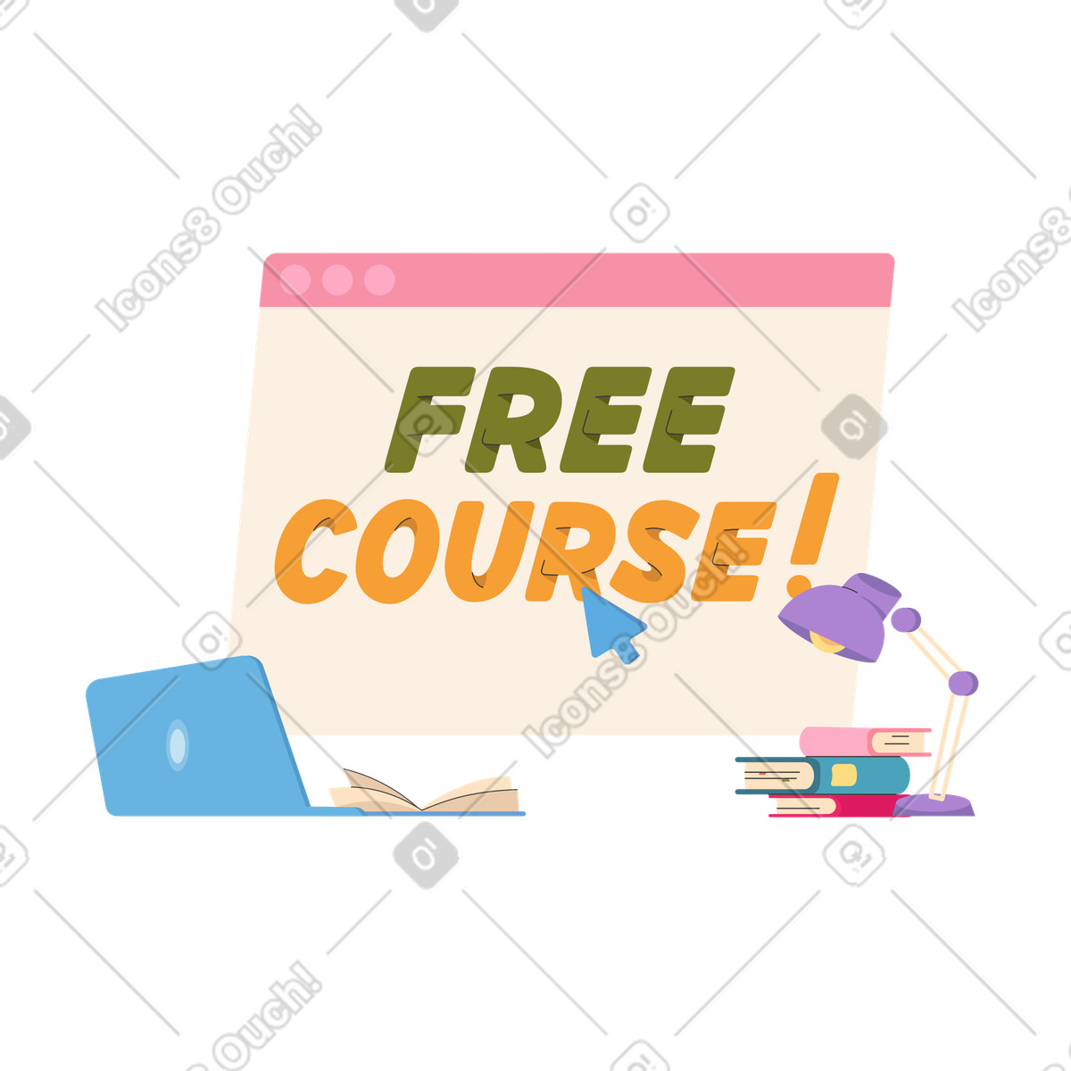 Free course text in the browser illustration Dizzy style download PNG, SVG