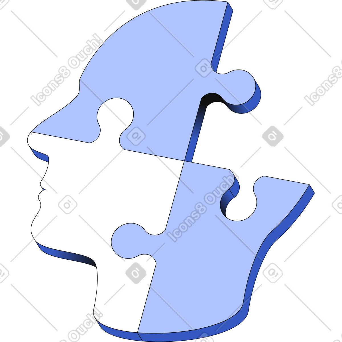 Fast fertiges kopfpuzzle-Illustration im Techny-Stil als Download in PNG, SVG