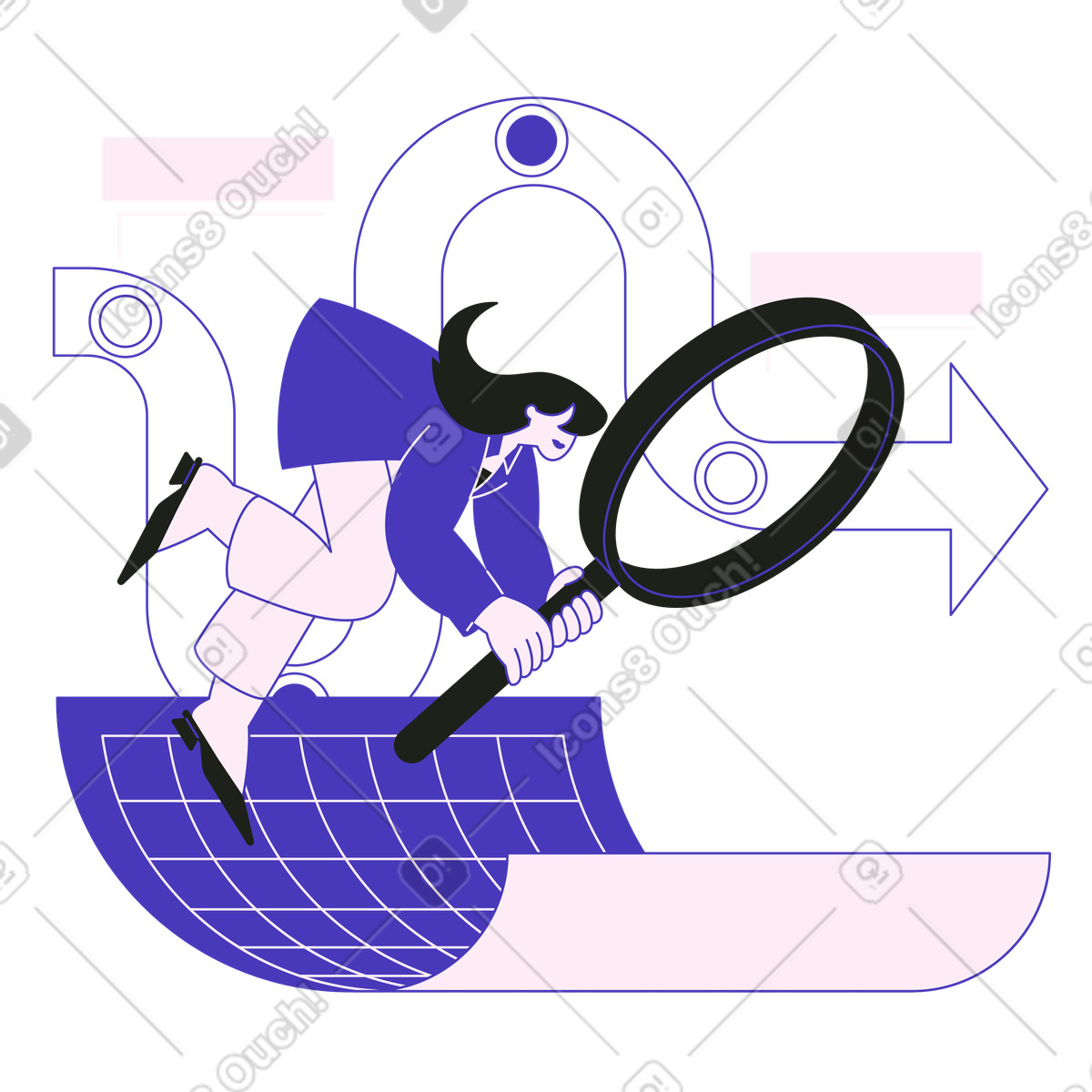 Blueberry 스타일의 Professional investigating process chart, Workflow optimization and business planning 일러스트레이션 PNG, SVG 다운로드