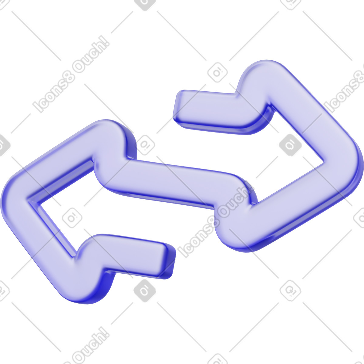 Illustration Flèches violettes d'échange, icône de direction transfert numérique dans le style 3D Playful à télécharger aux formats PNG, SVG