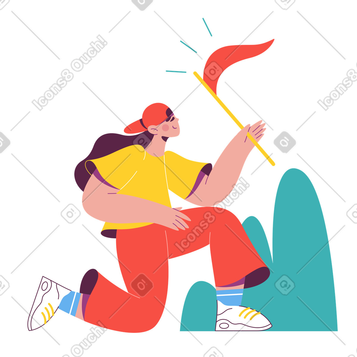 下载 Sammy 风格的 达到目标的女人 插画，支持 PNG、SVG 格式