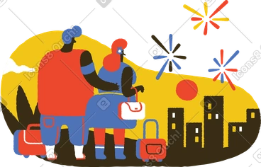 Couple of people standing next to each other and watching fireworks PNG, SVG